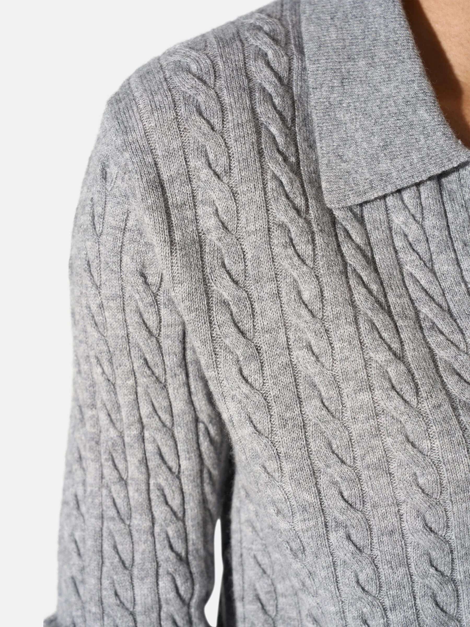Cashmere Kabel Trui Dames Pierre Grijs