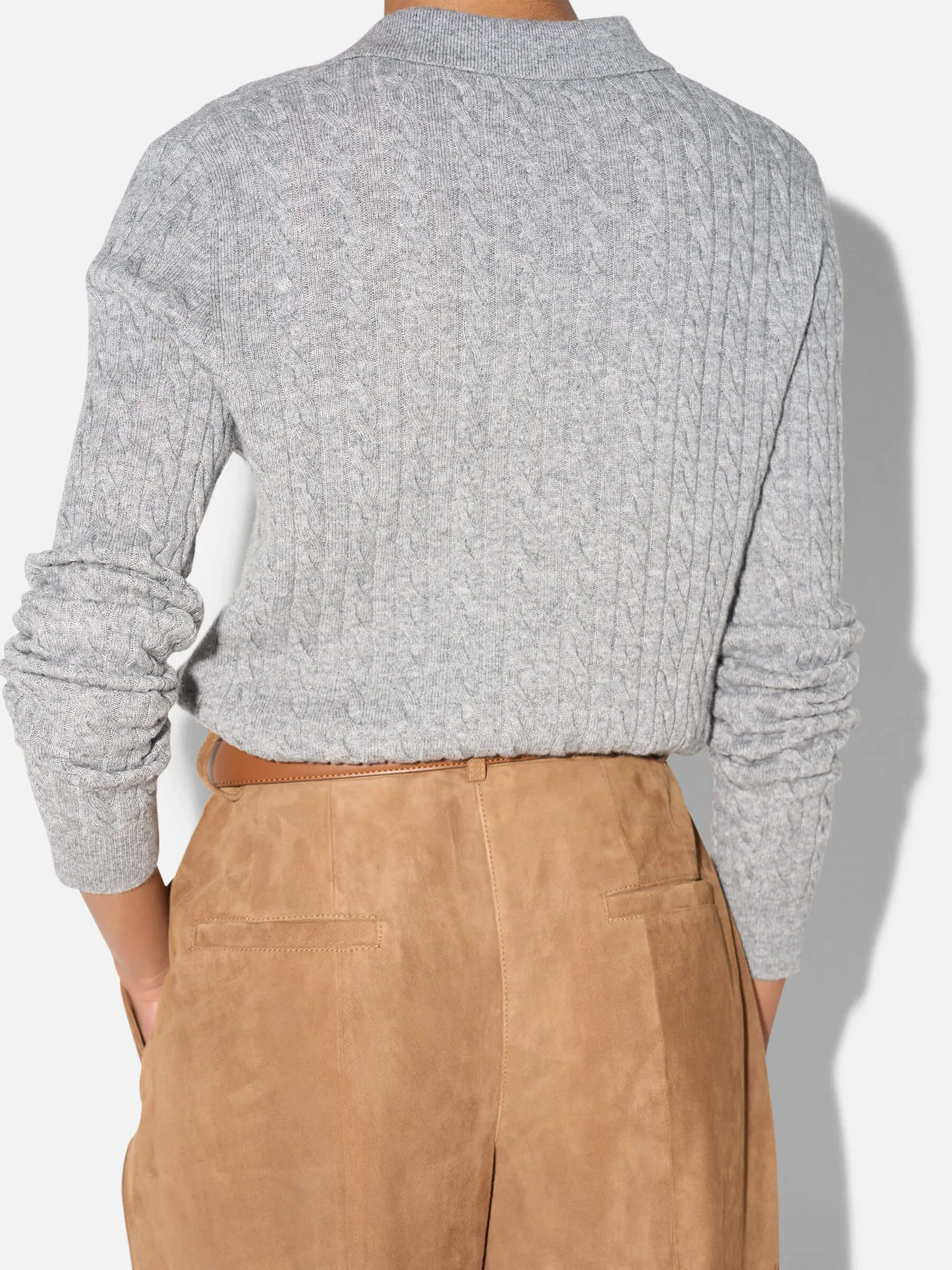 Cashmere Kabel Trui Dames Pierre Grijs