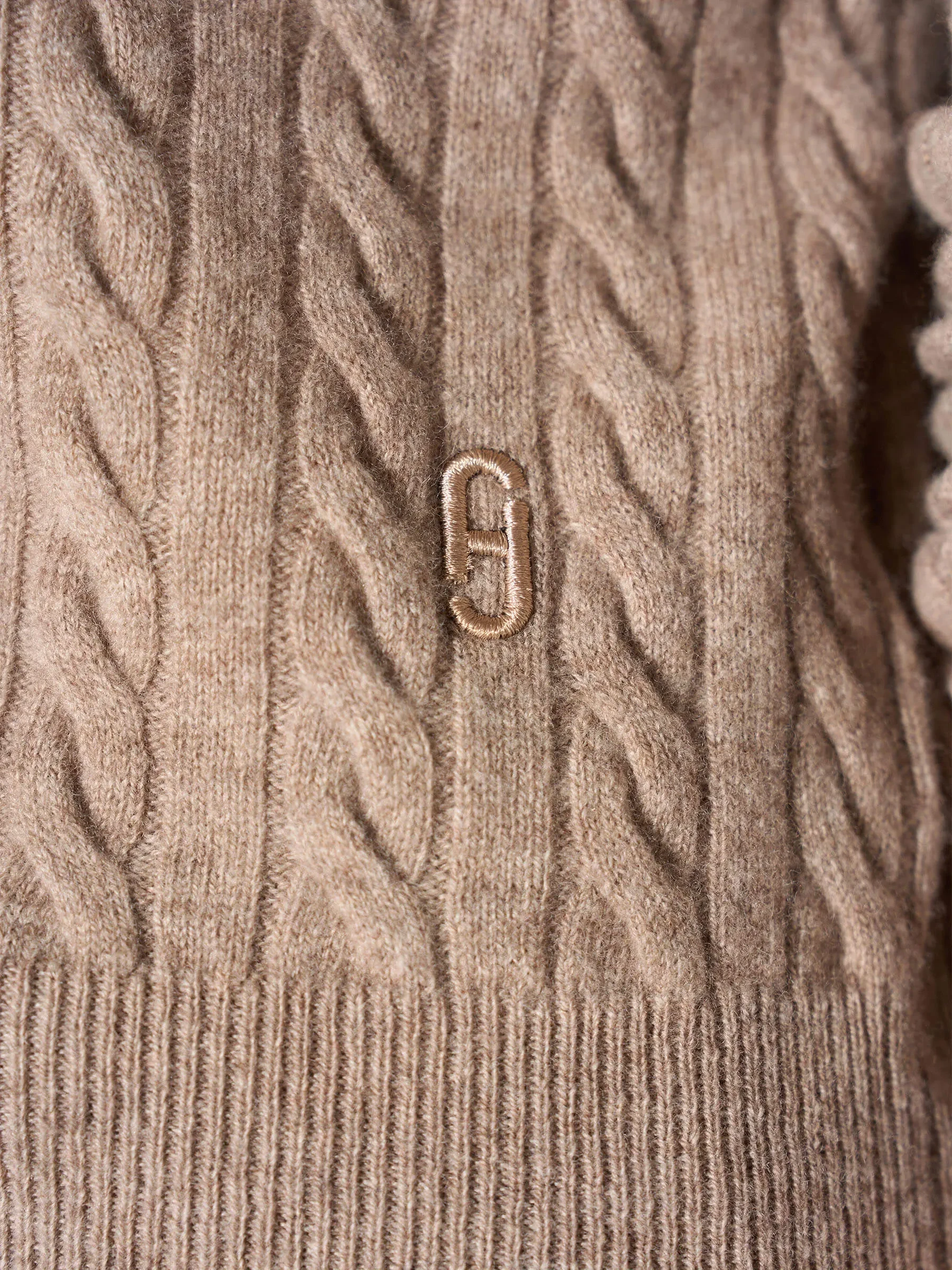 Cashmere Kabel Trui Dames Pierre Taupe