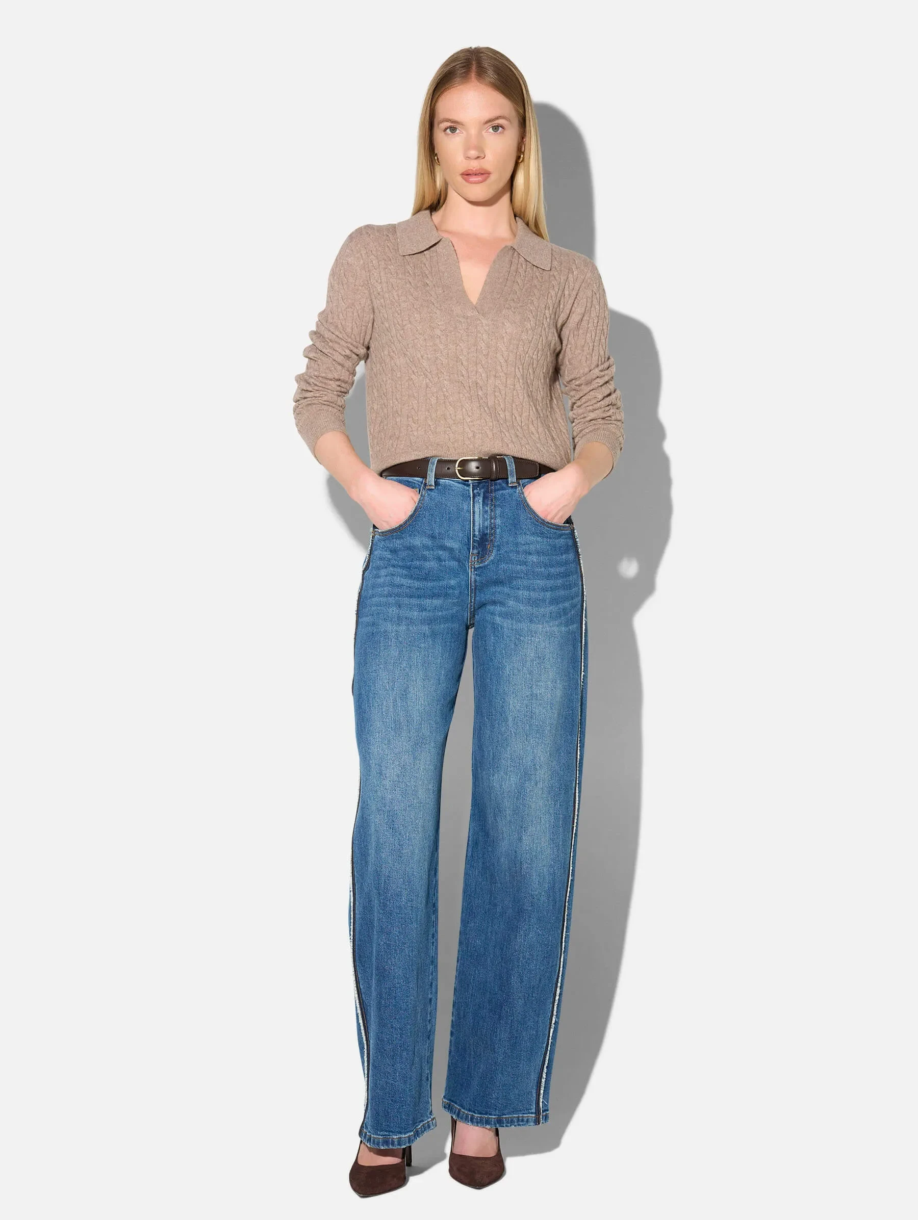 Cashmere Kabel Trui Dames Pierre Taupe
