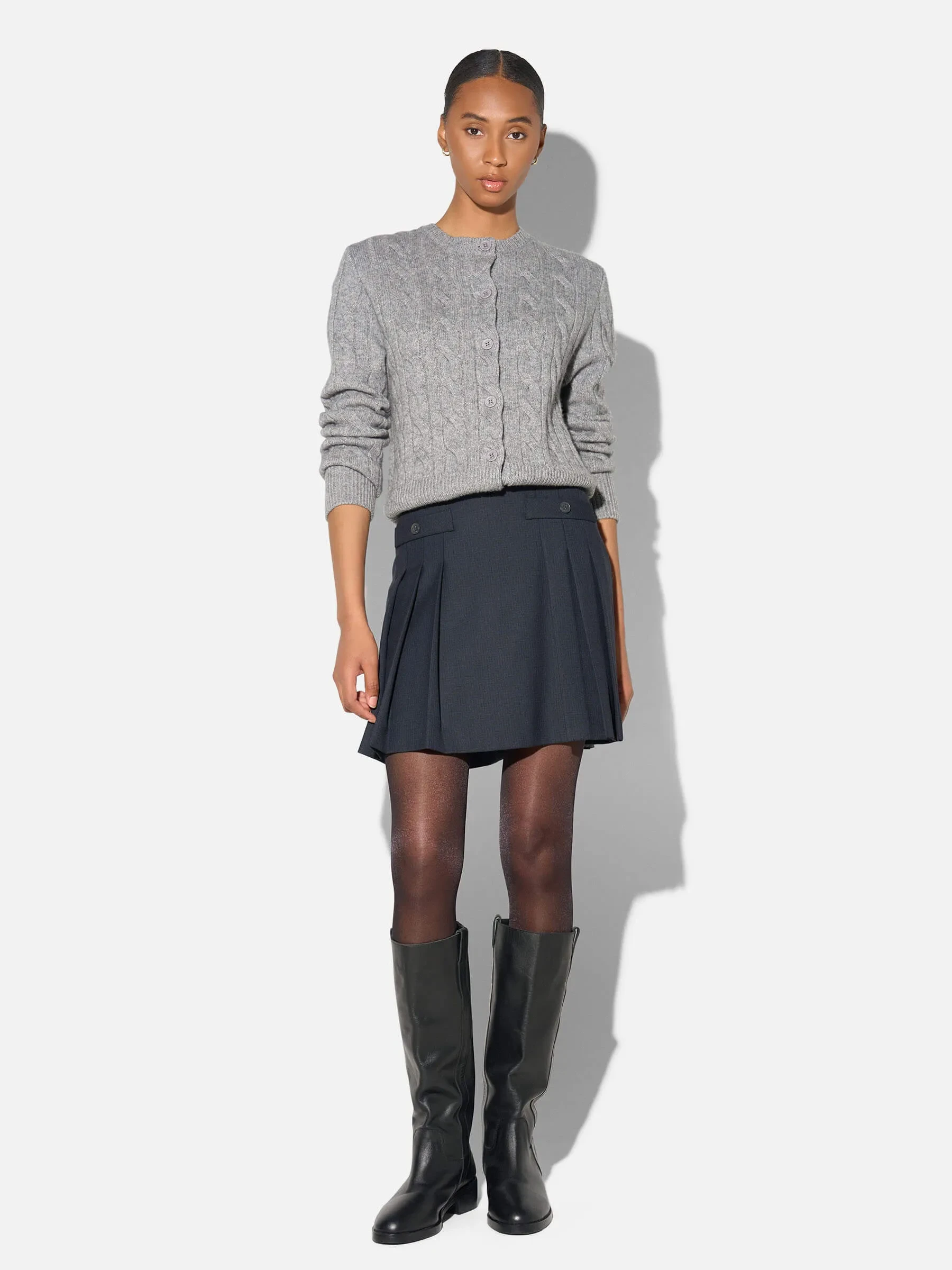 Cashmere Kabel Vest Dames Claude Grijs