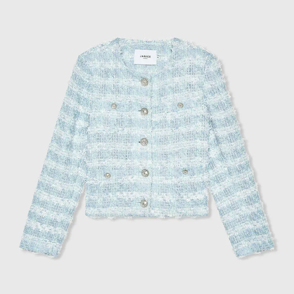 Dames Blazer Jasje Tweed Laurent Blauw