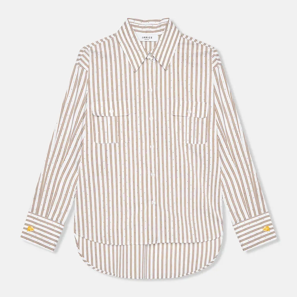 Dames Blouse Gestreept Bruin Ilan