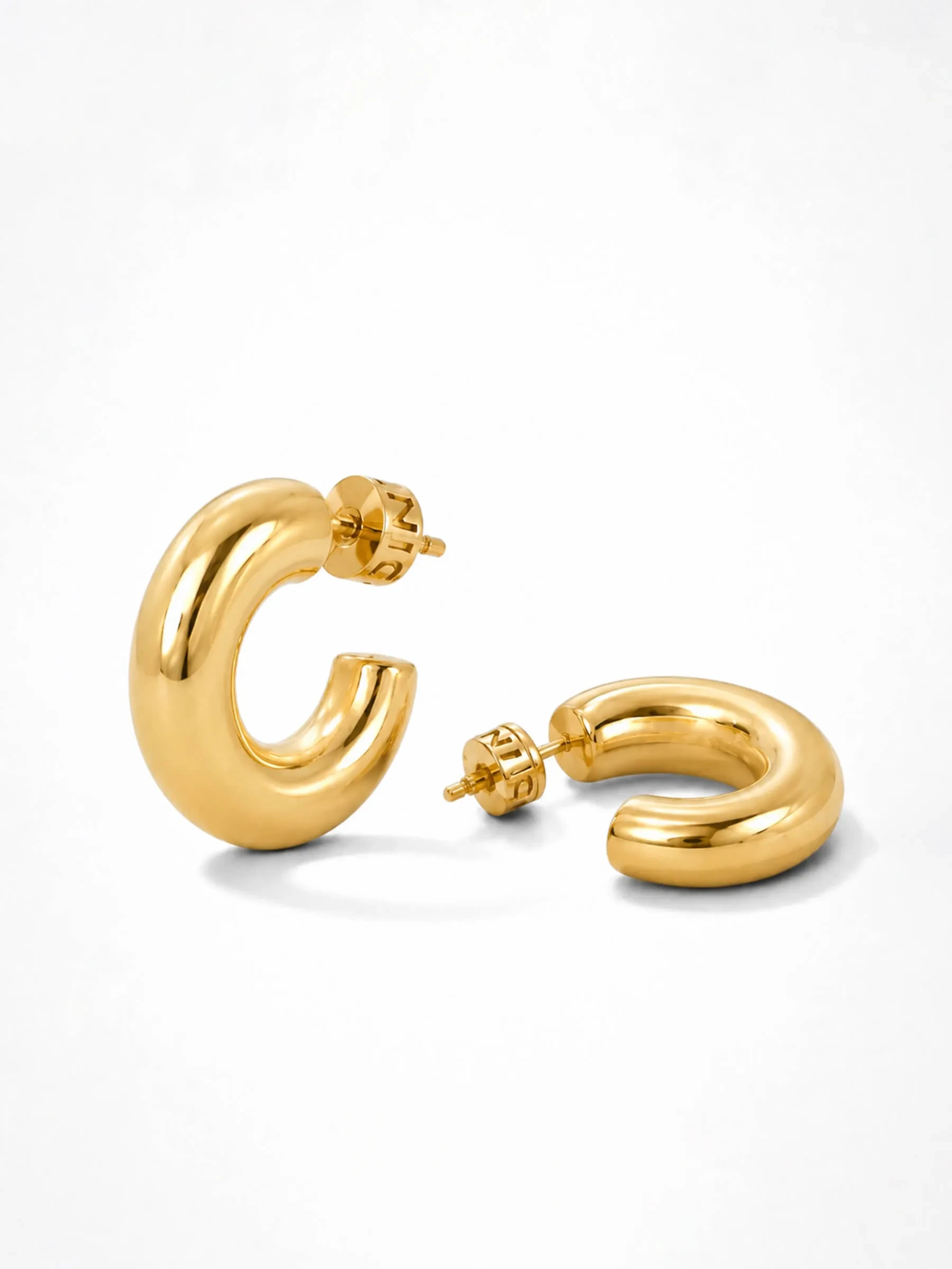 Gouden Oorbellen Creolen Chunky Hoops Hudson Medium