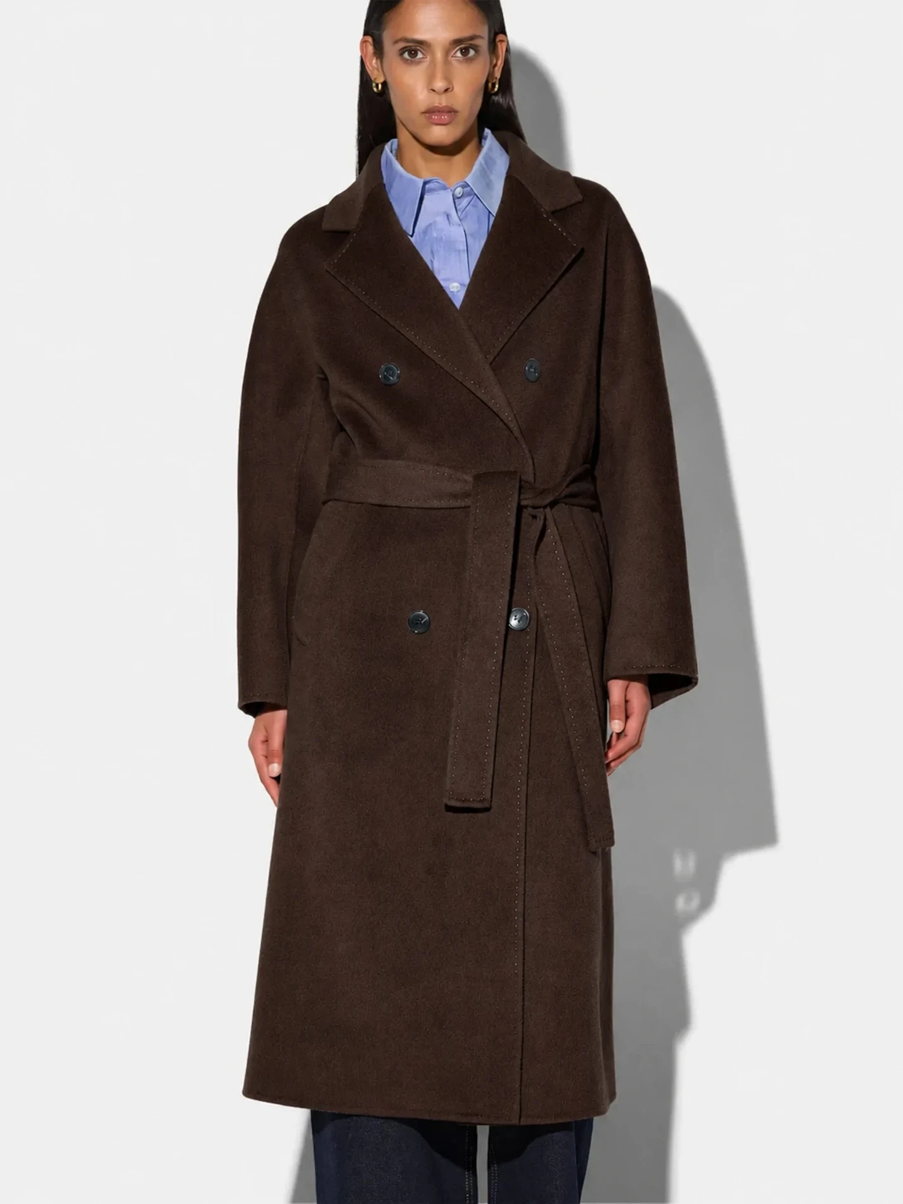 Trench Jas Lang Dames Yak Wol Detroit Bruin