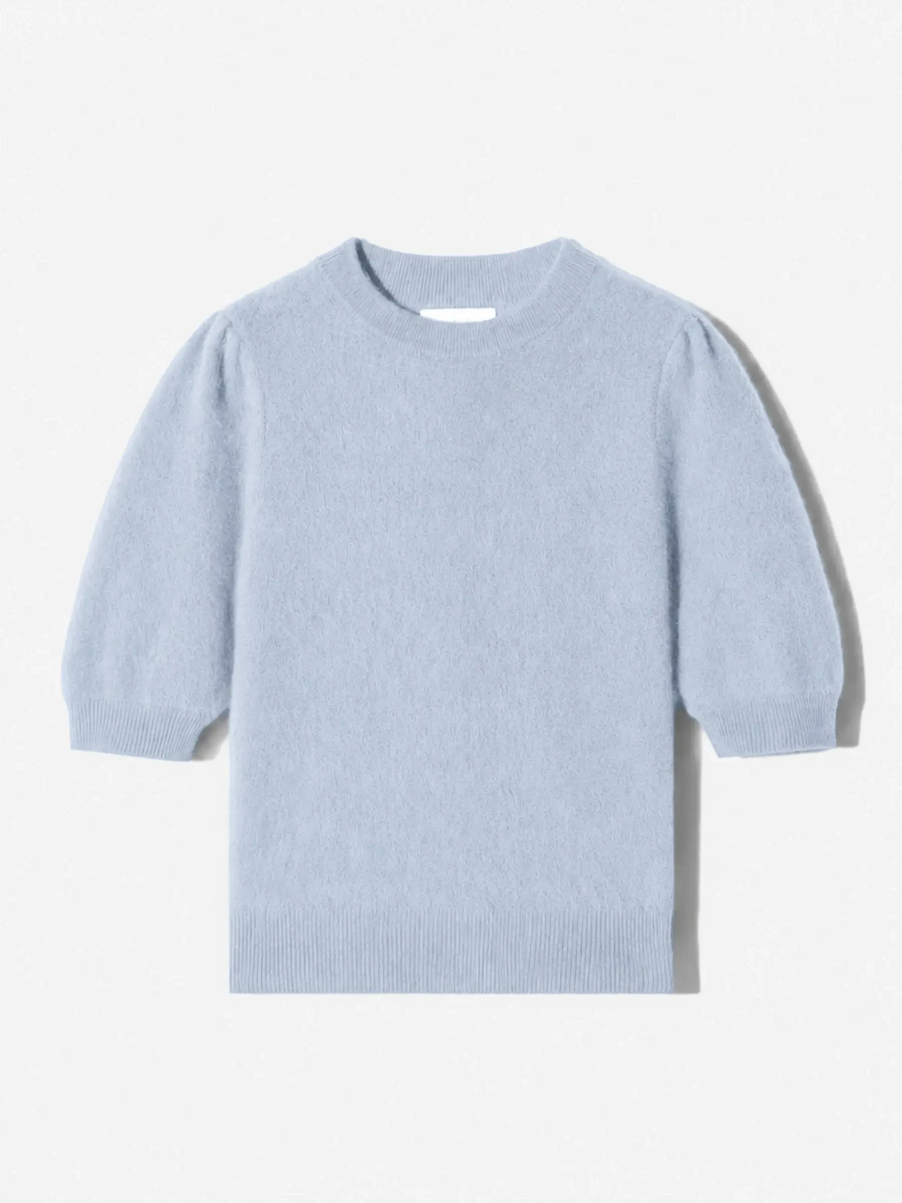 Dames Trui Ronde Hals Pofmouw Gebrushed Merino Wol Peyton Licht Blauw