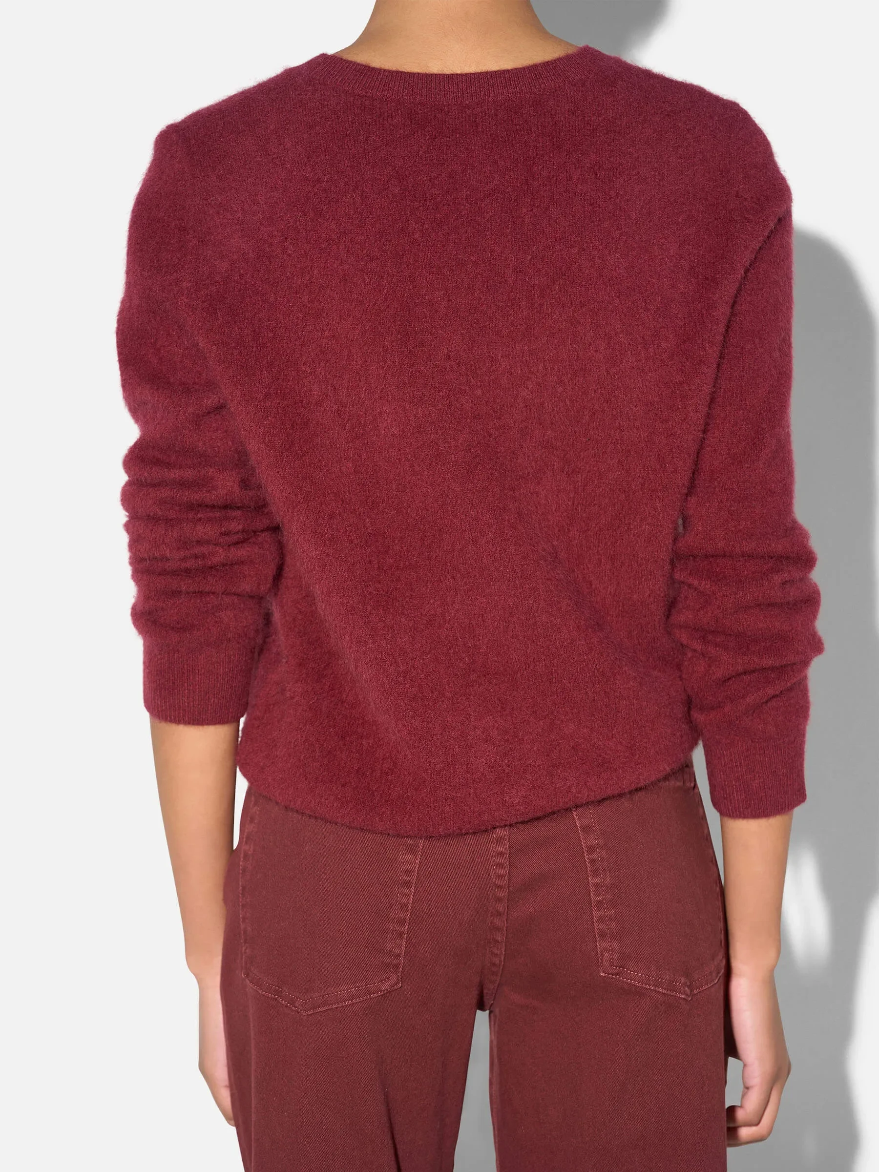 Dames Trui Ronde Hals Gebrushed Merino Wol Eon Burgundy