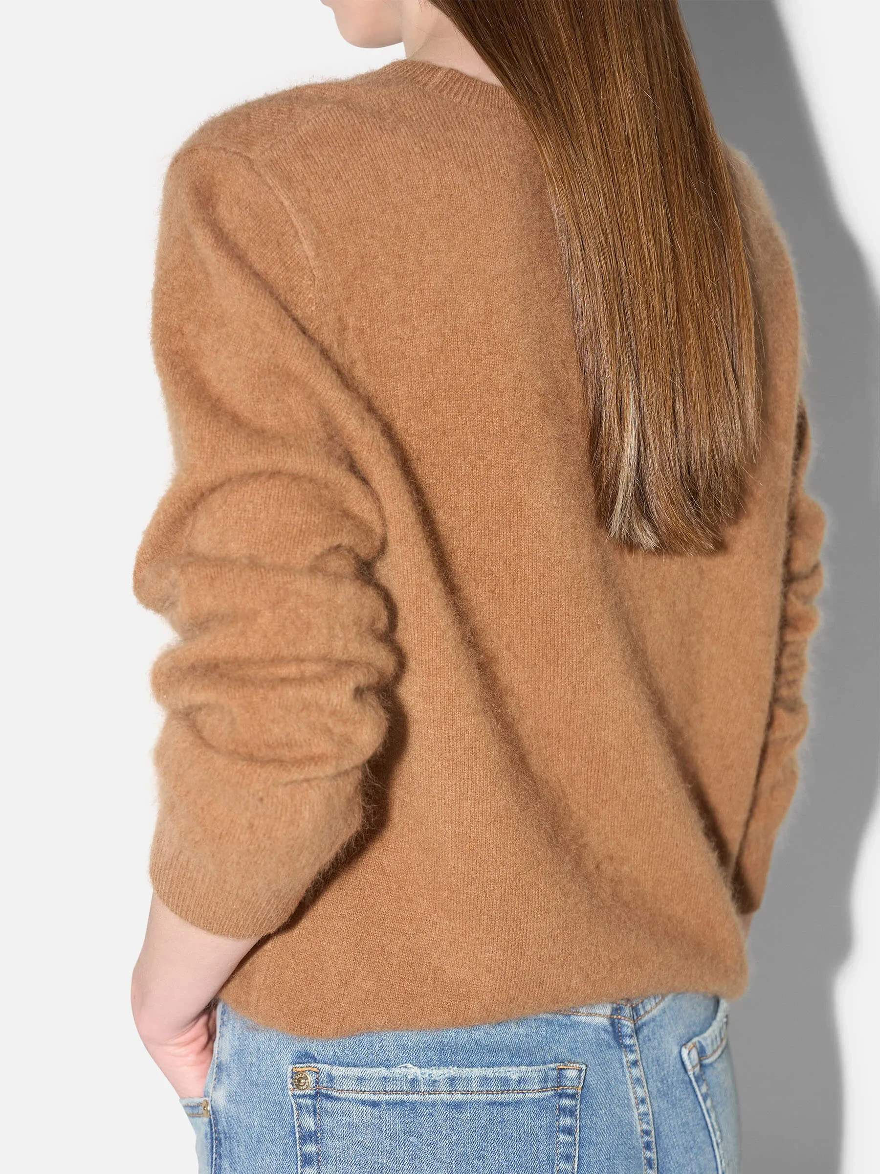Dames Trui Ronde Hals Gebrushed Merino Wol Eon Camel