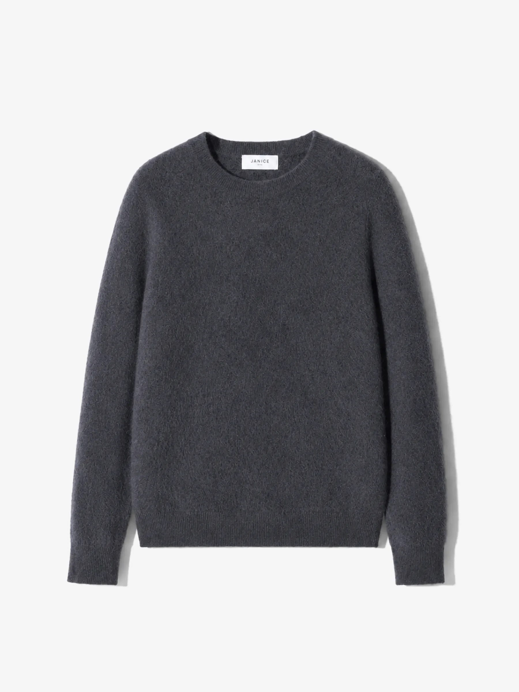 Dames Trui Ronde Hals Gebrushed Merino Wol Eon Grijs