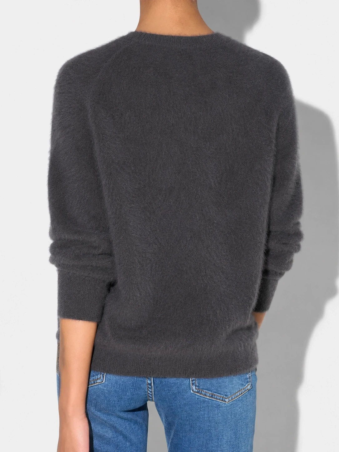 Dames Trui Ronde Hals Gebrushed Merino Wol Eon Grijs