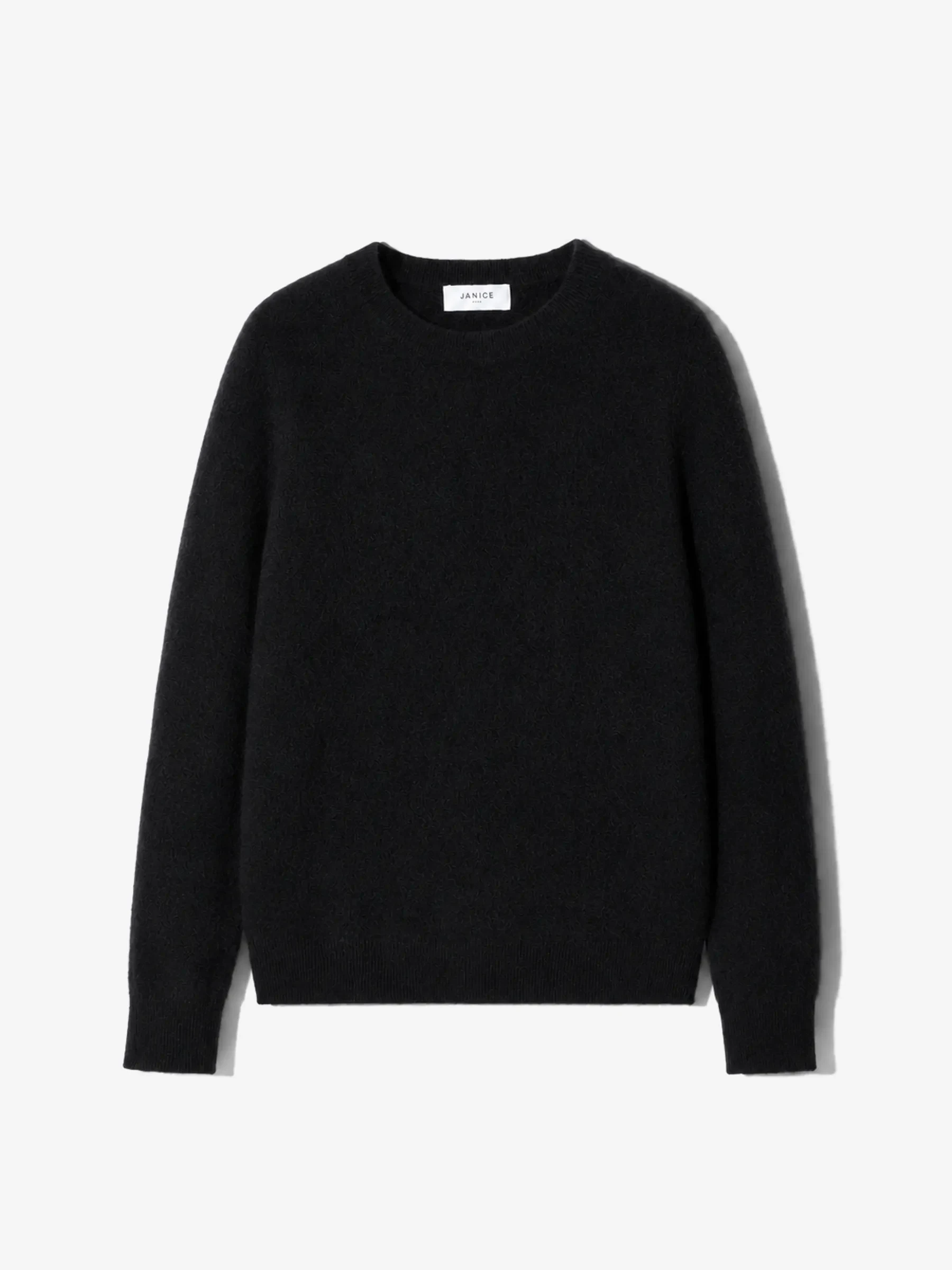 Dames Trui Ronde Hals Gebrushed Merino Wol Eon Zwart