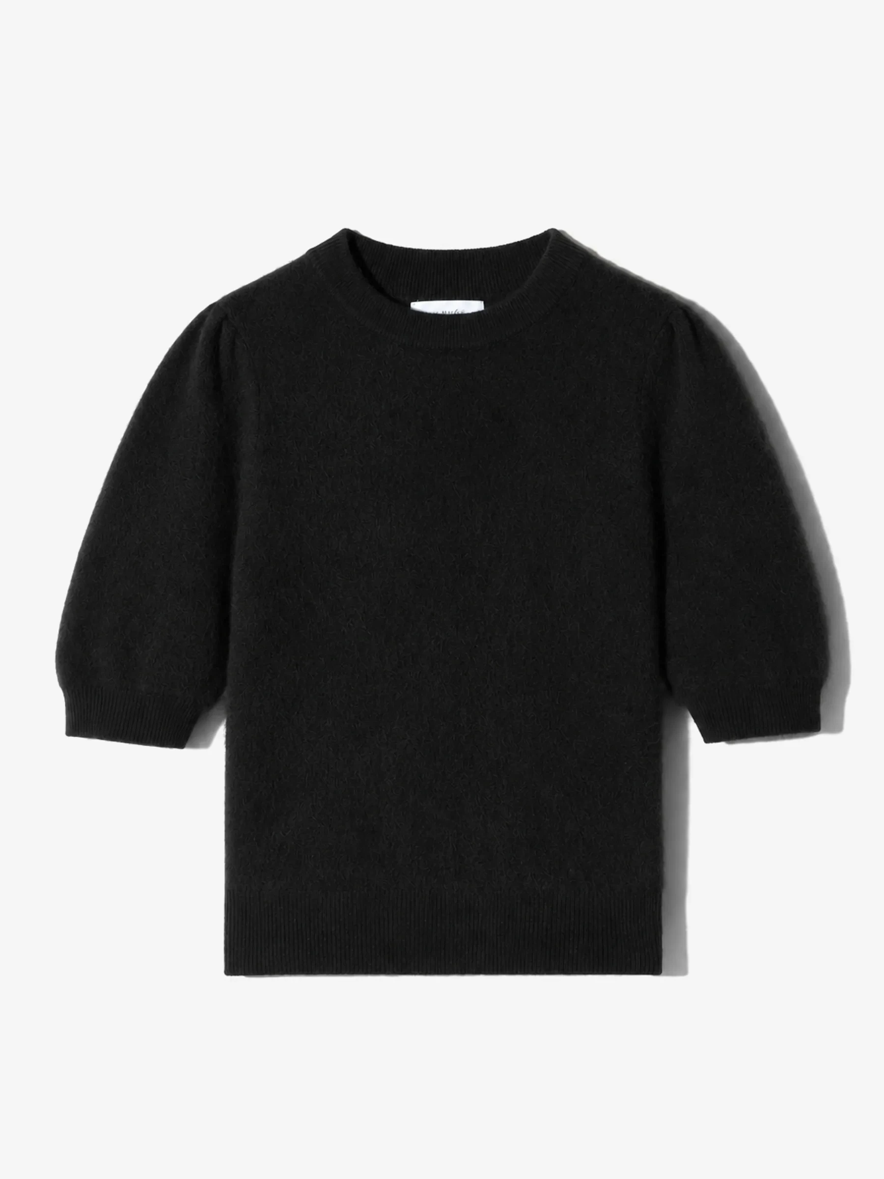Dames Trui Ronde Hals Pofmouw Gebrushed Merino Wol Peyton Zwart