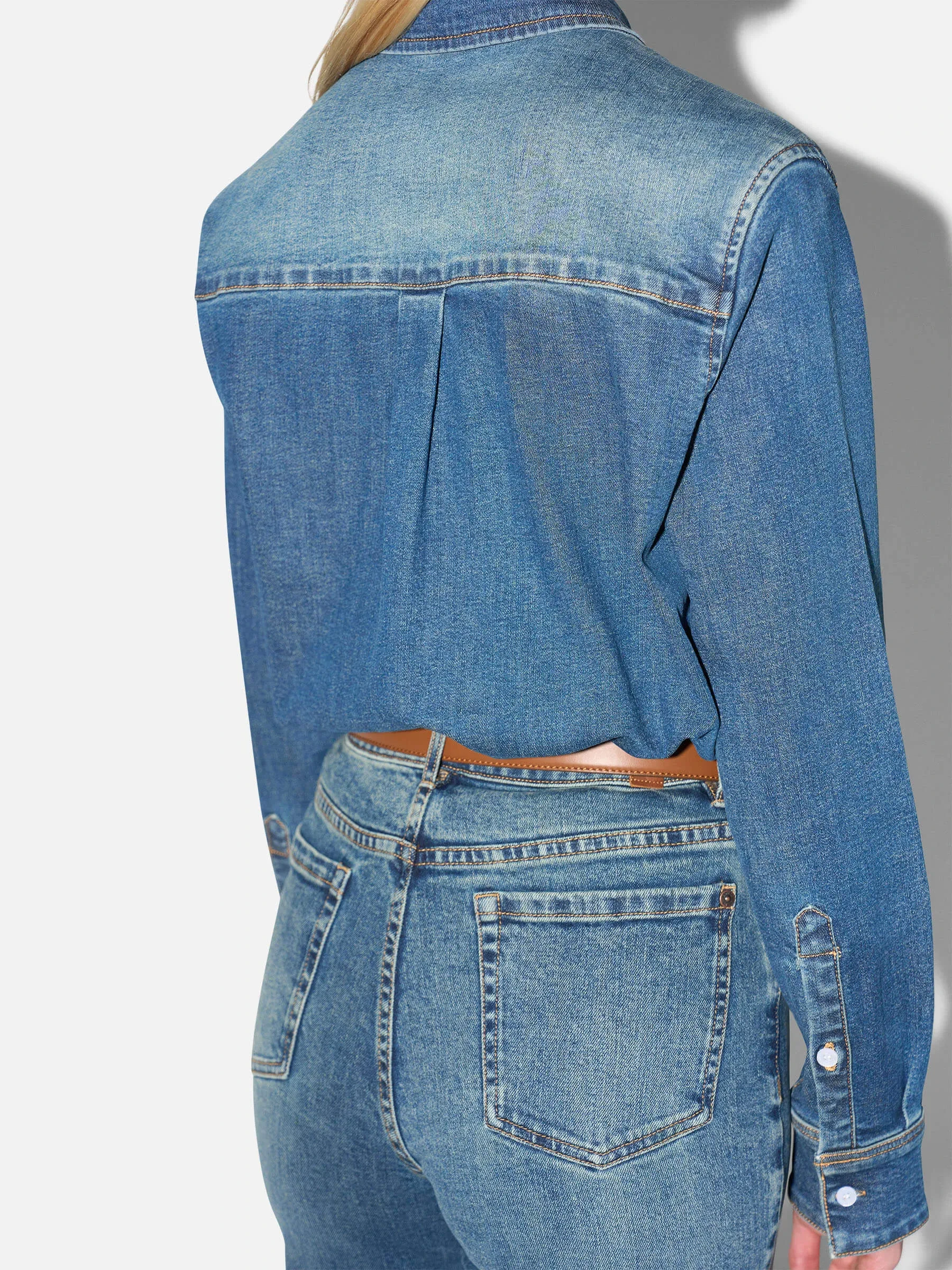 Denim Blouse Dames Button Down Clint Blauw 258