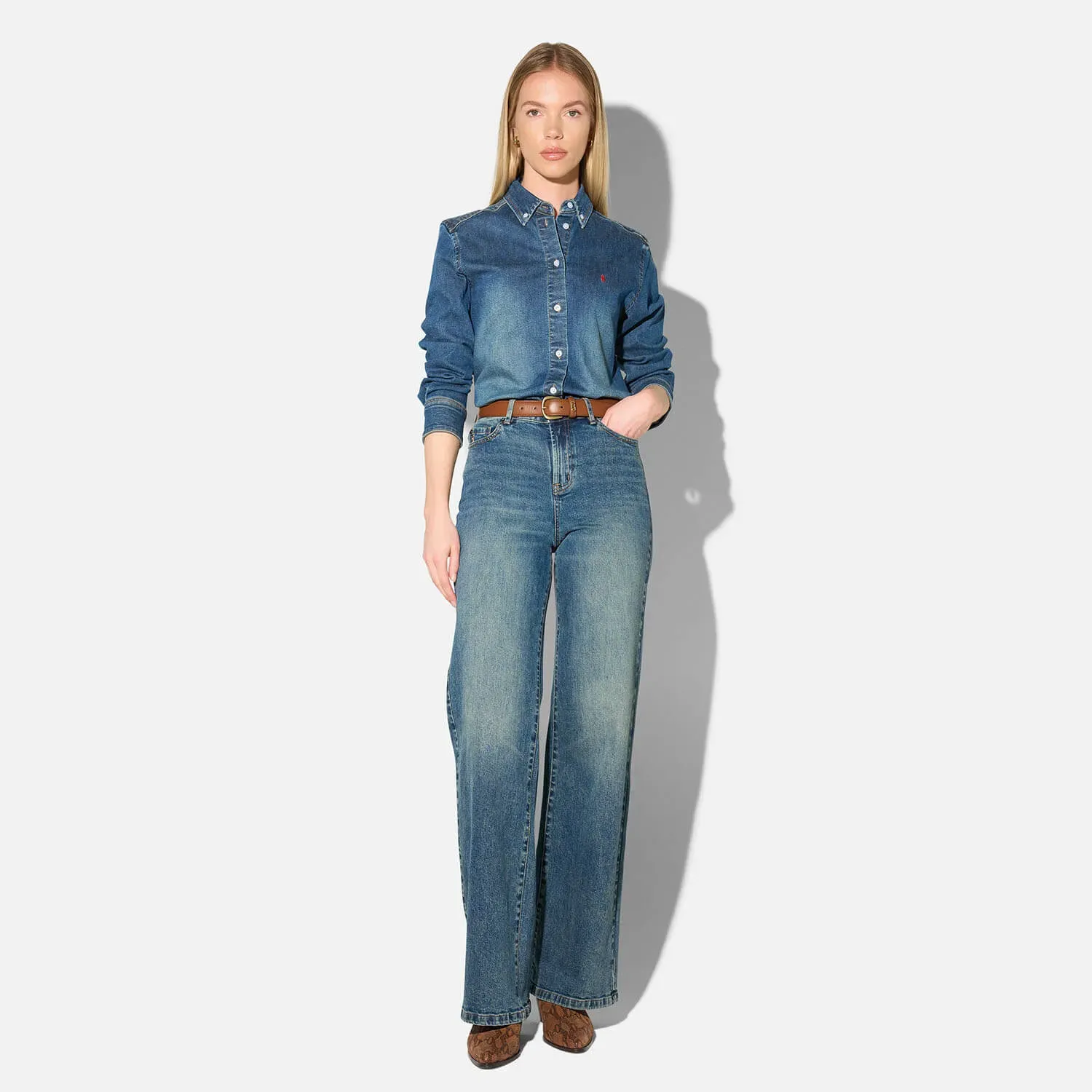 Denim Blouse Dames Button Down Clint Blauw 258