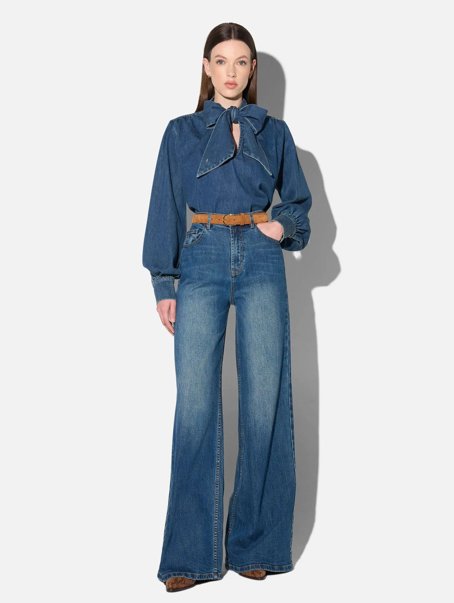 Denim Blouse Dames Katoen Kilian Blauw 469