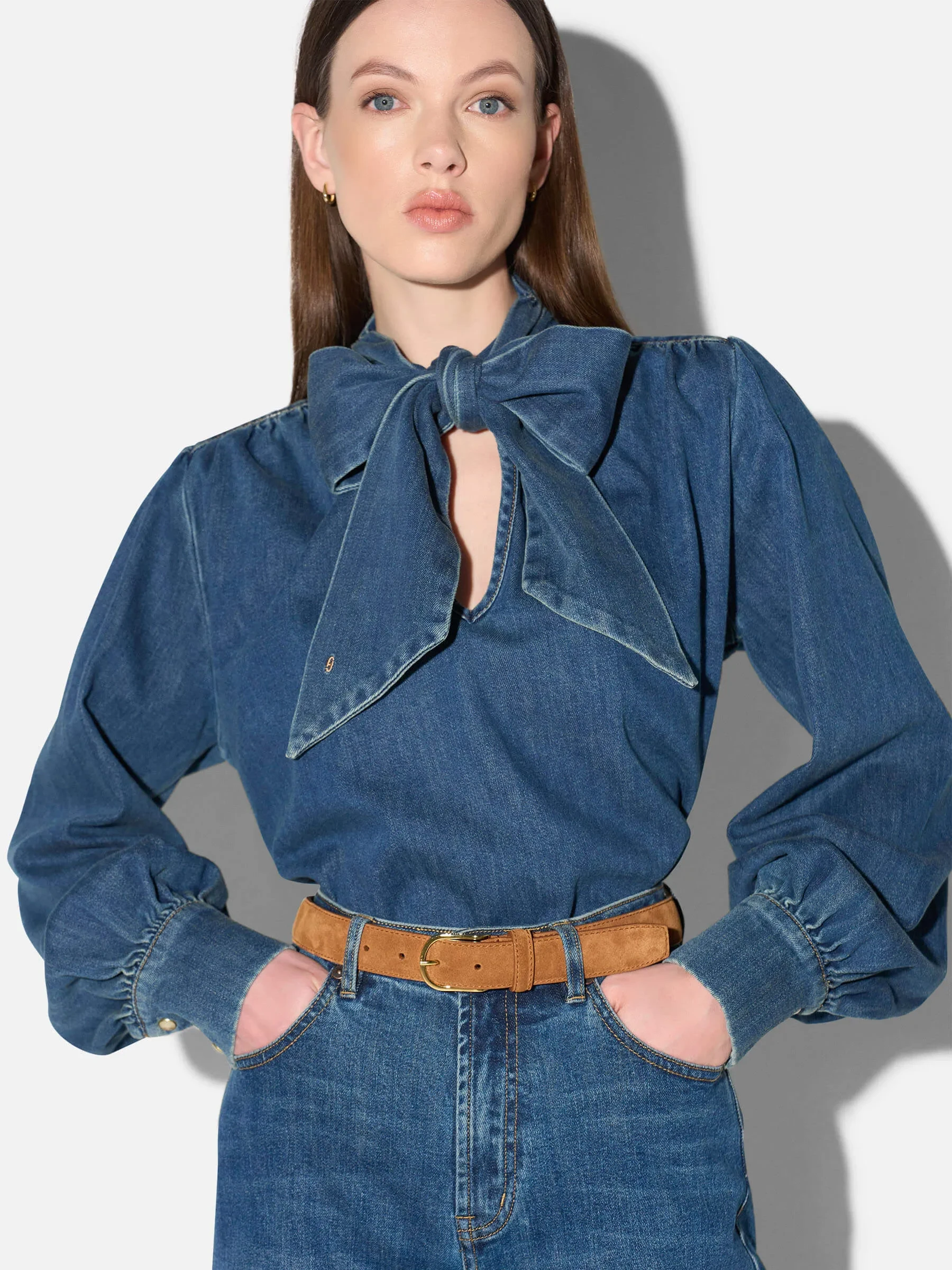 Denim Blouse Dames Katoen Kilian Blauw 469