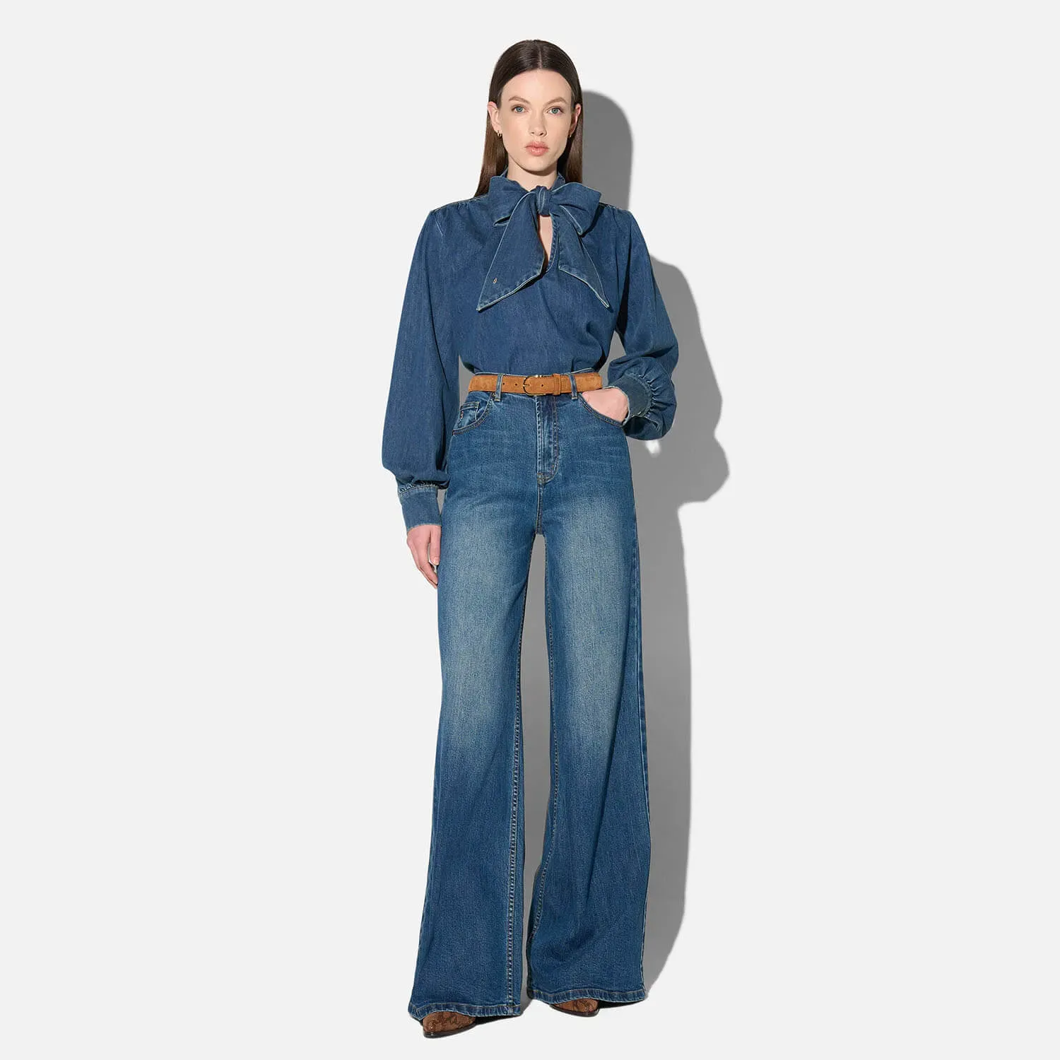 Denim Blouse Dames Katoen Kilian Blauw 469