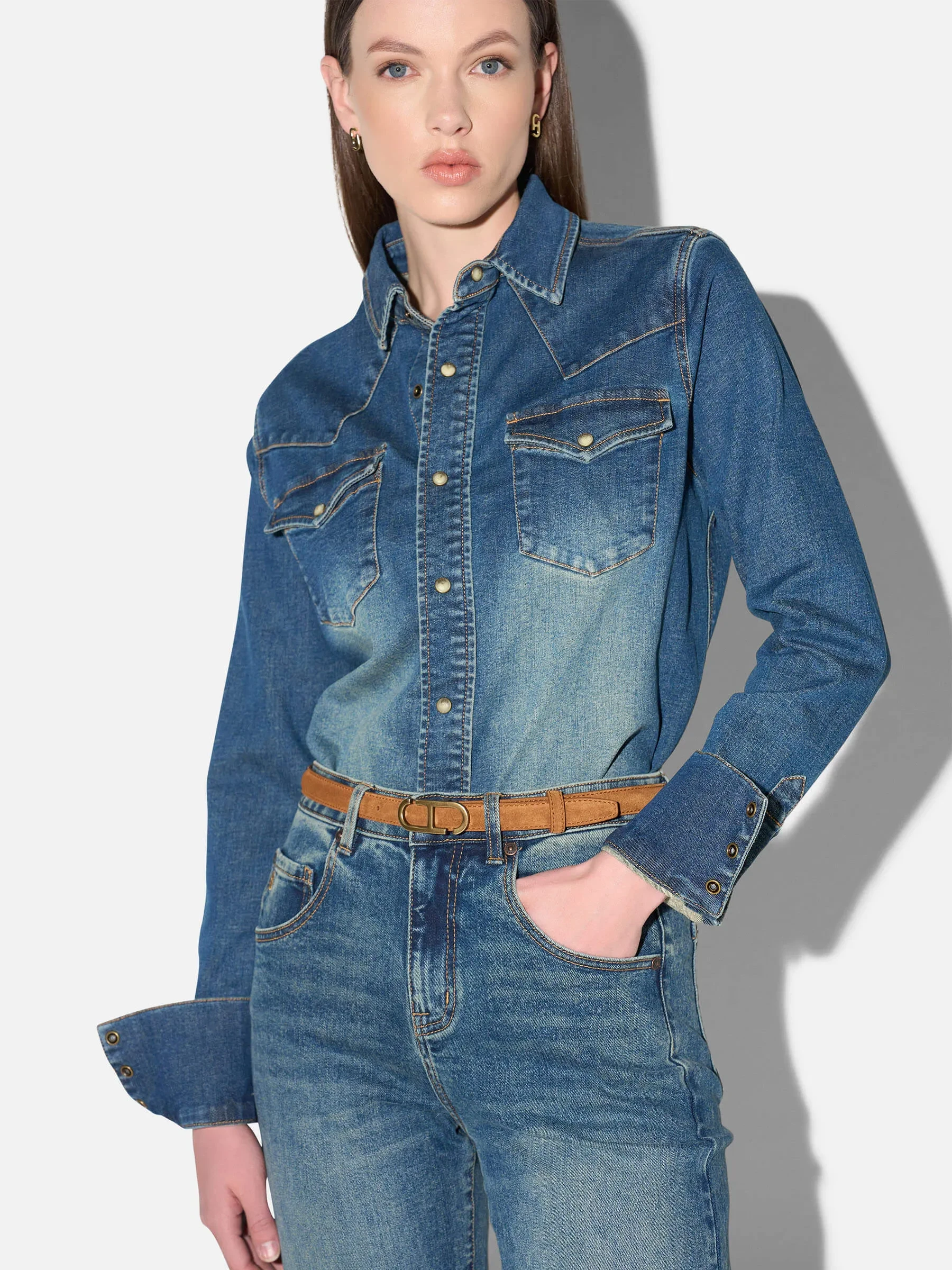 Denim Blouse Dames Stretch Levi Blauw 357