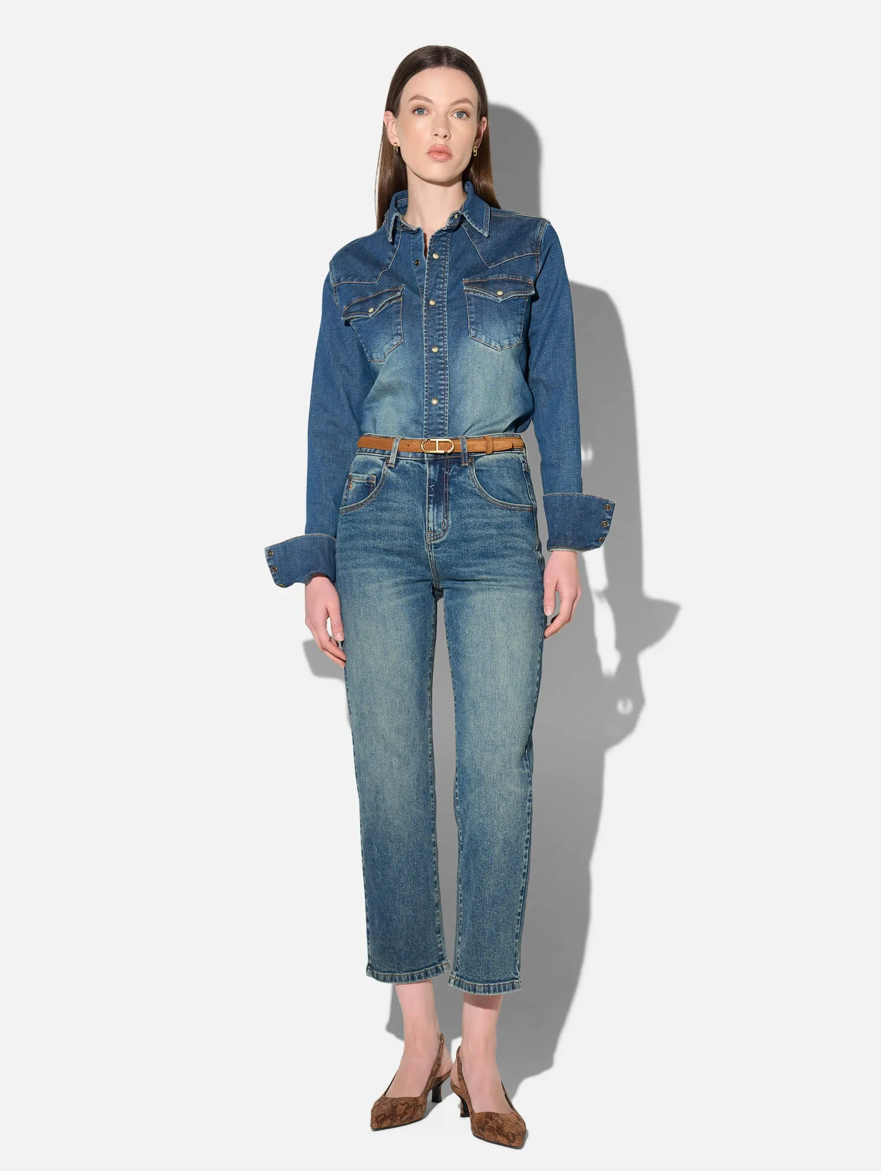 Denim Blouse Dames Stretch Levi Blauw 357