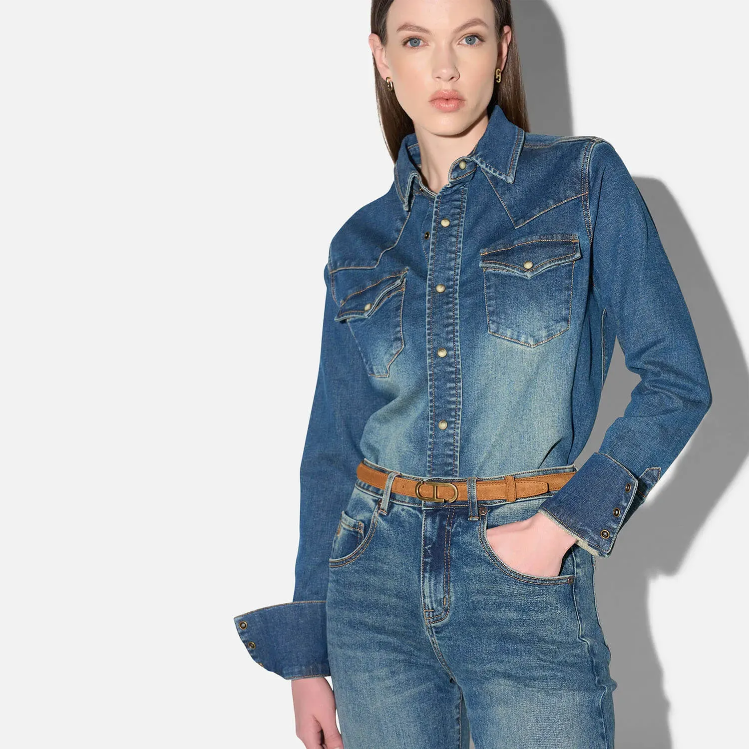 Denim Blouse Dames Stretch Levi Blauw 357