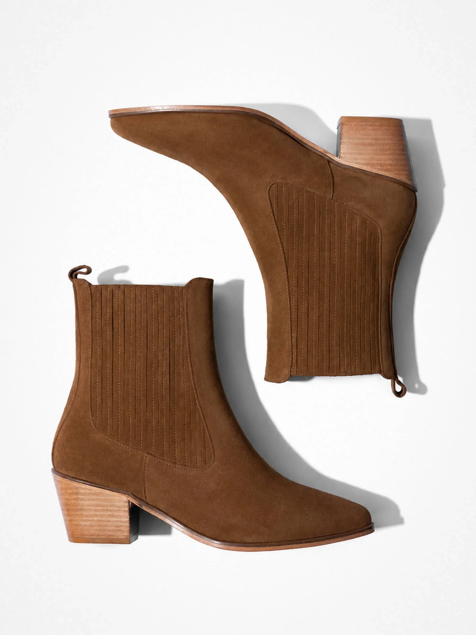Enkellaars Western Dames Suede Colt Cognac