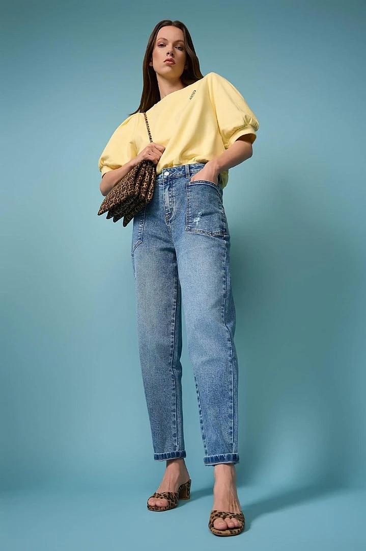 Worker Jeans Dames Barrel Fit Stretch Mid Rise Morrison Blauw 379