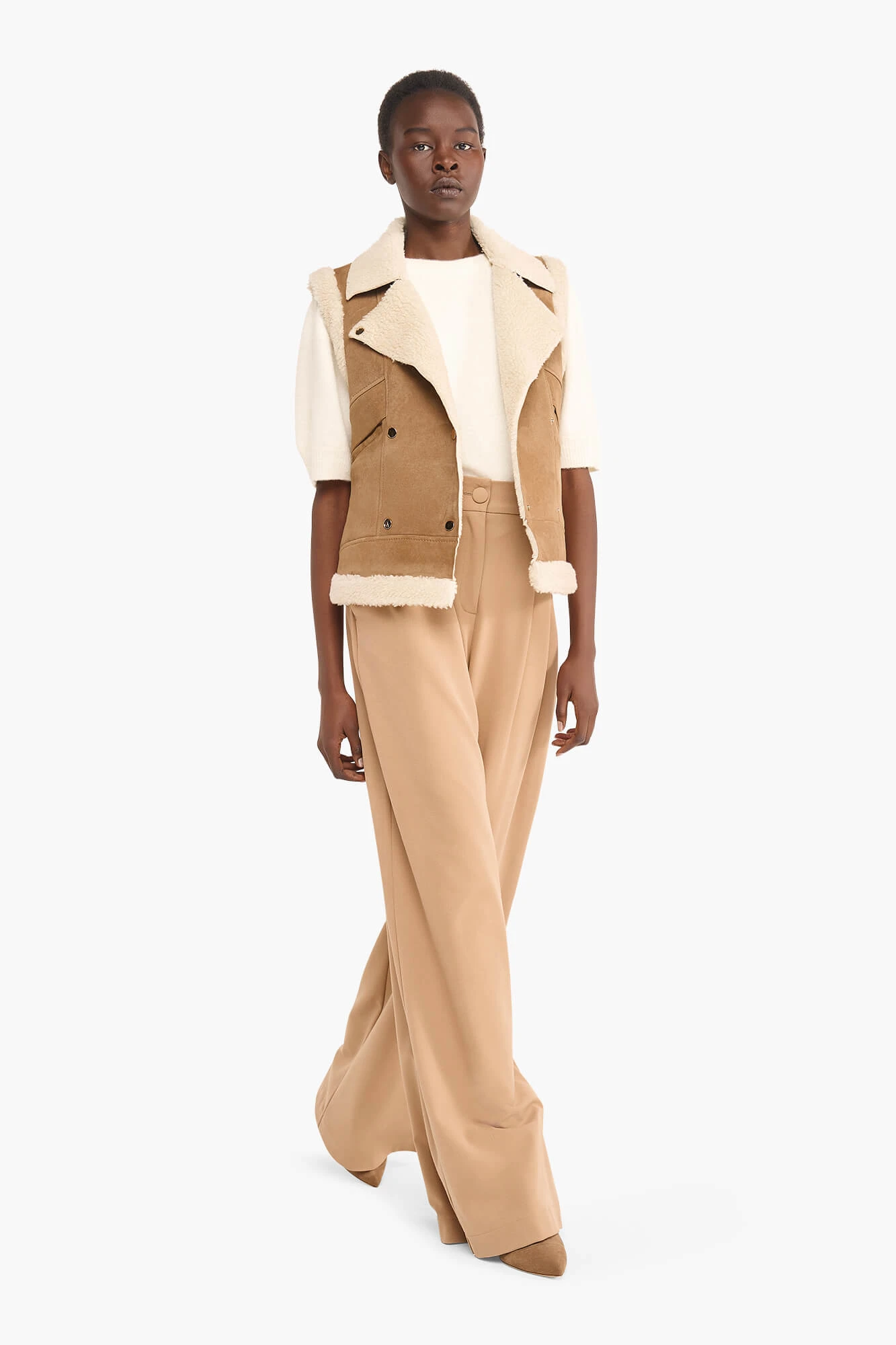 Lammy Dames Vest Suede Nick Cognac