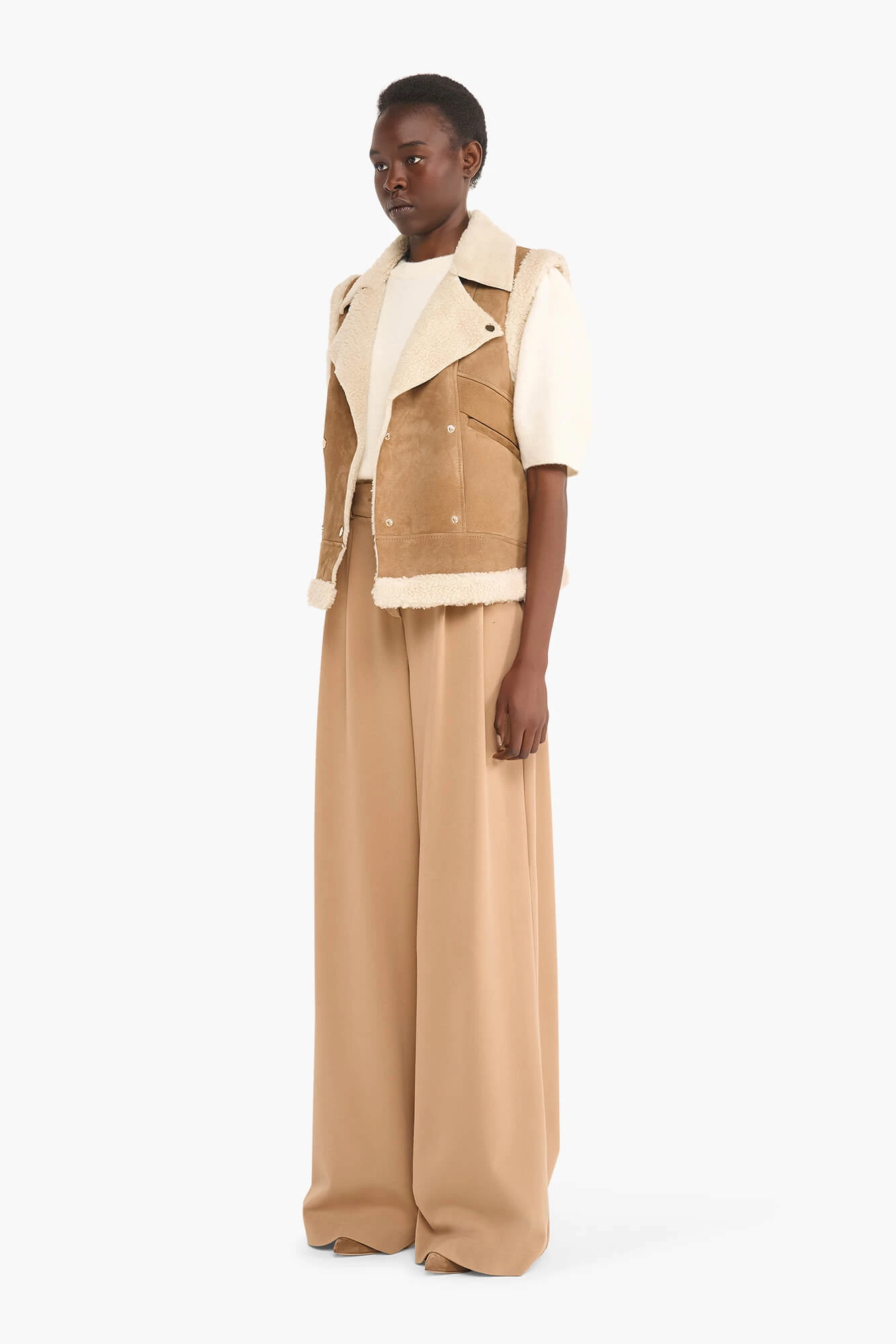 Lammy Dames Vest Suede Nick Cognac