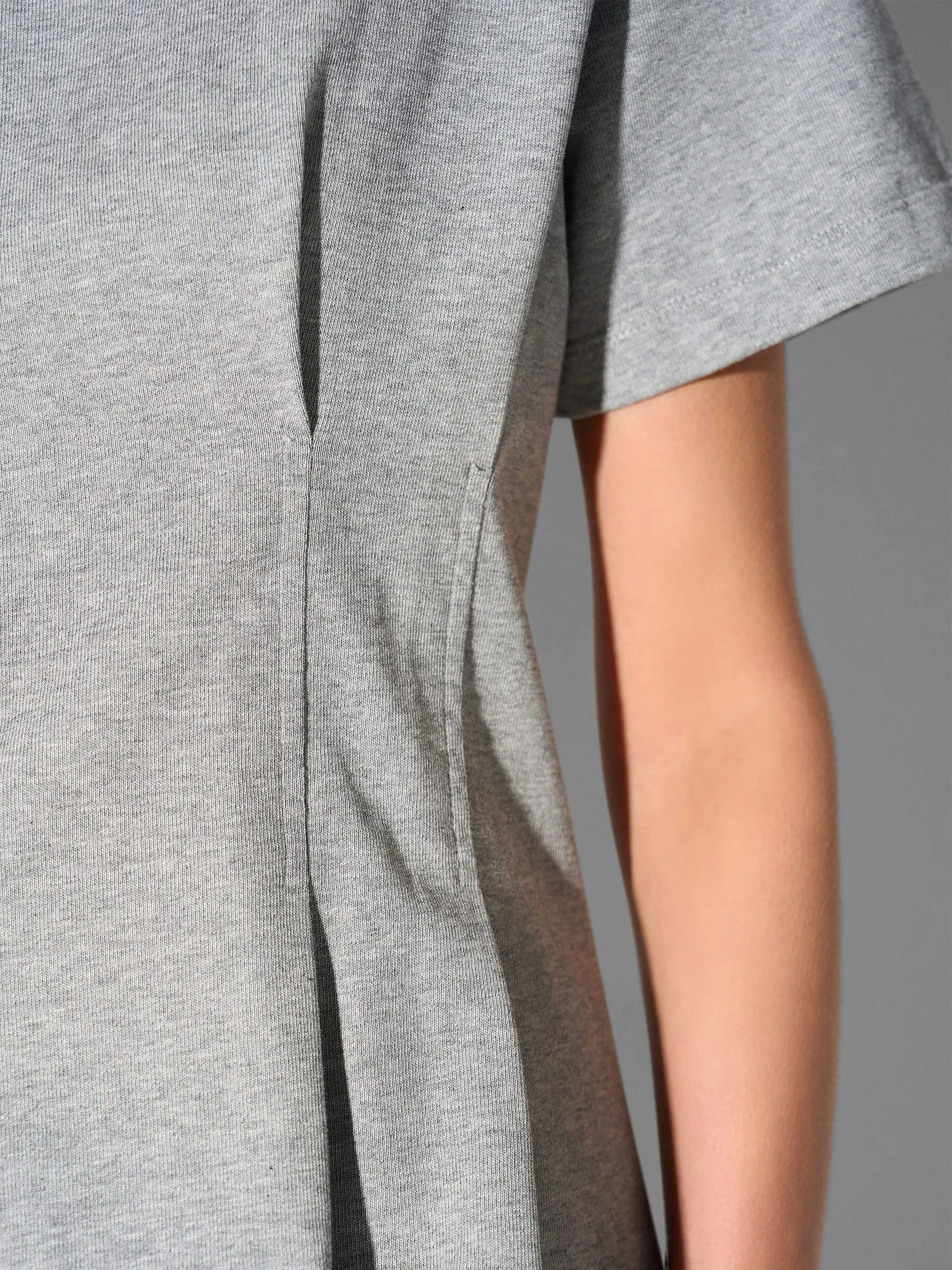 Grijs Katoenen Dames Shirt Plooien Taille Keon
