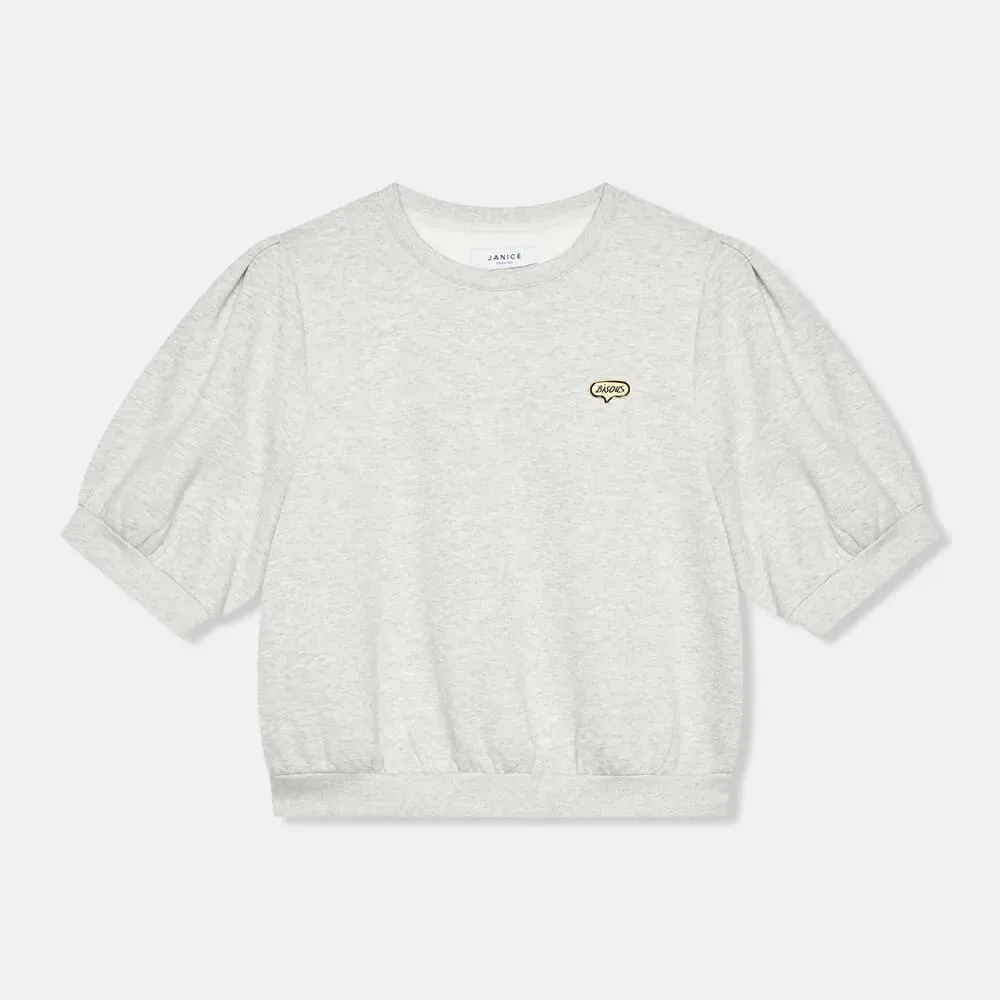 Grijze Dames Sweater Pof Mouw Katoen Corey