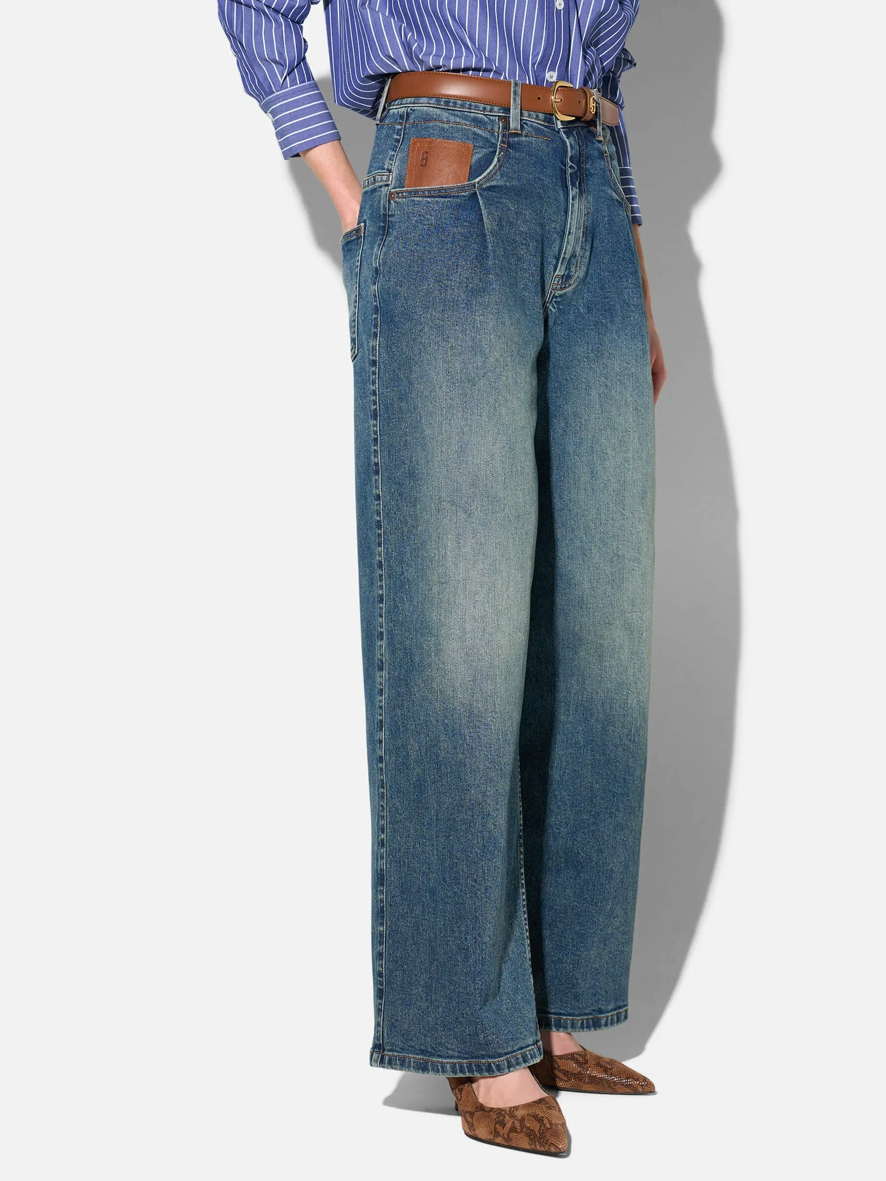 Jeans Dames Barrel Stretch Denim Drew Blauw 357