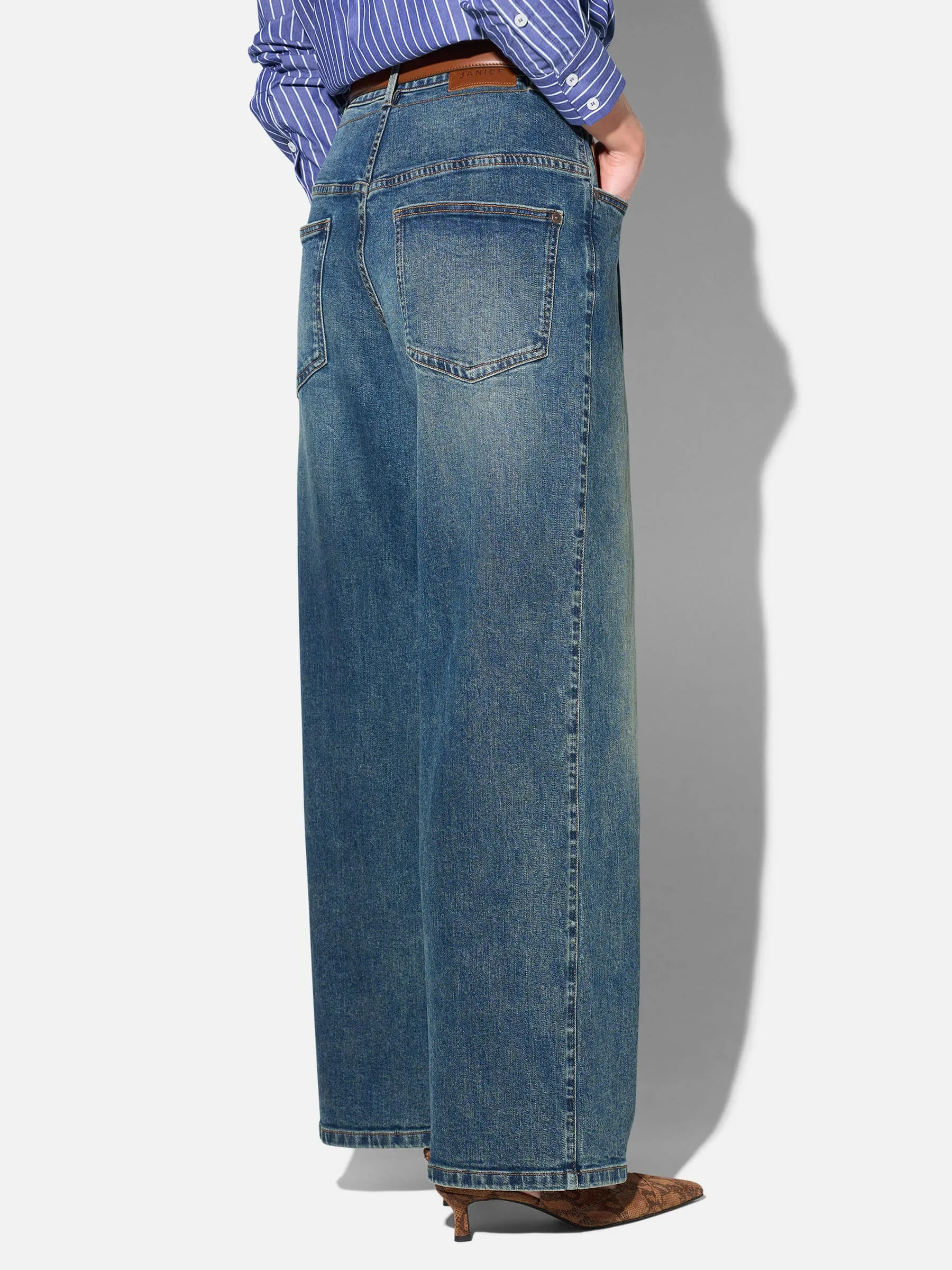 Jeans Dames Barrel Stretch Denim Drew Blauw 357