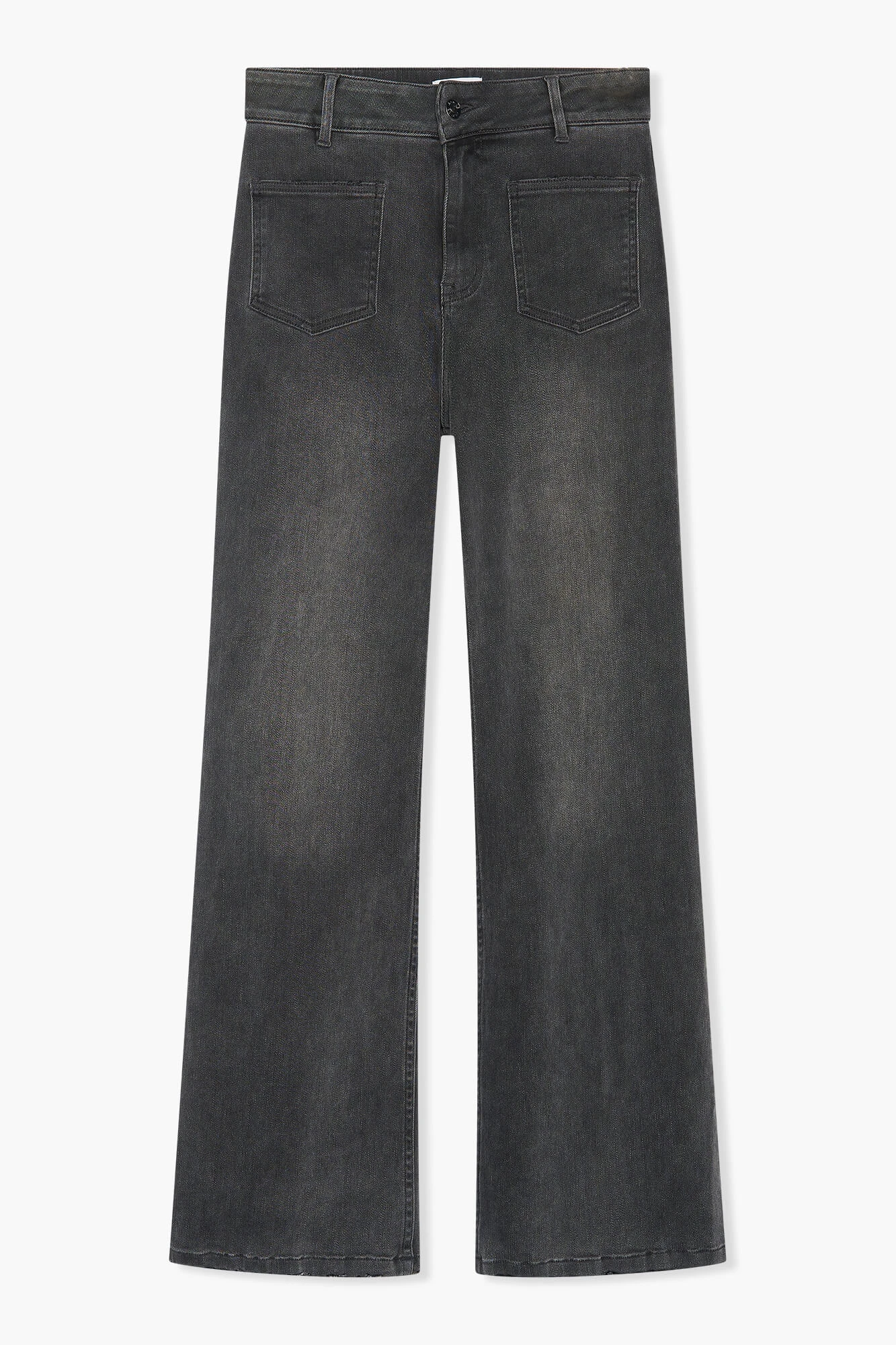 High Rise Dames Jeans Rechte Pijp Flared Jagger Grijs 415