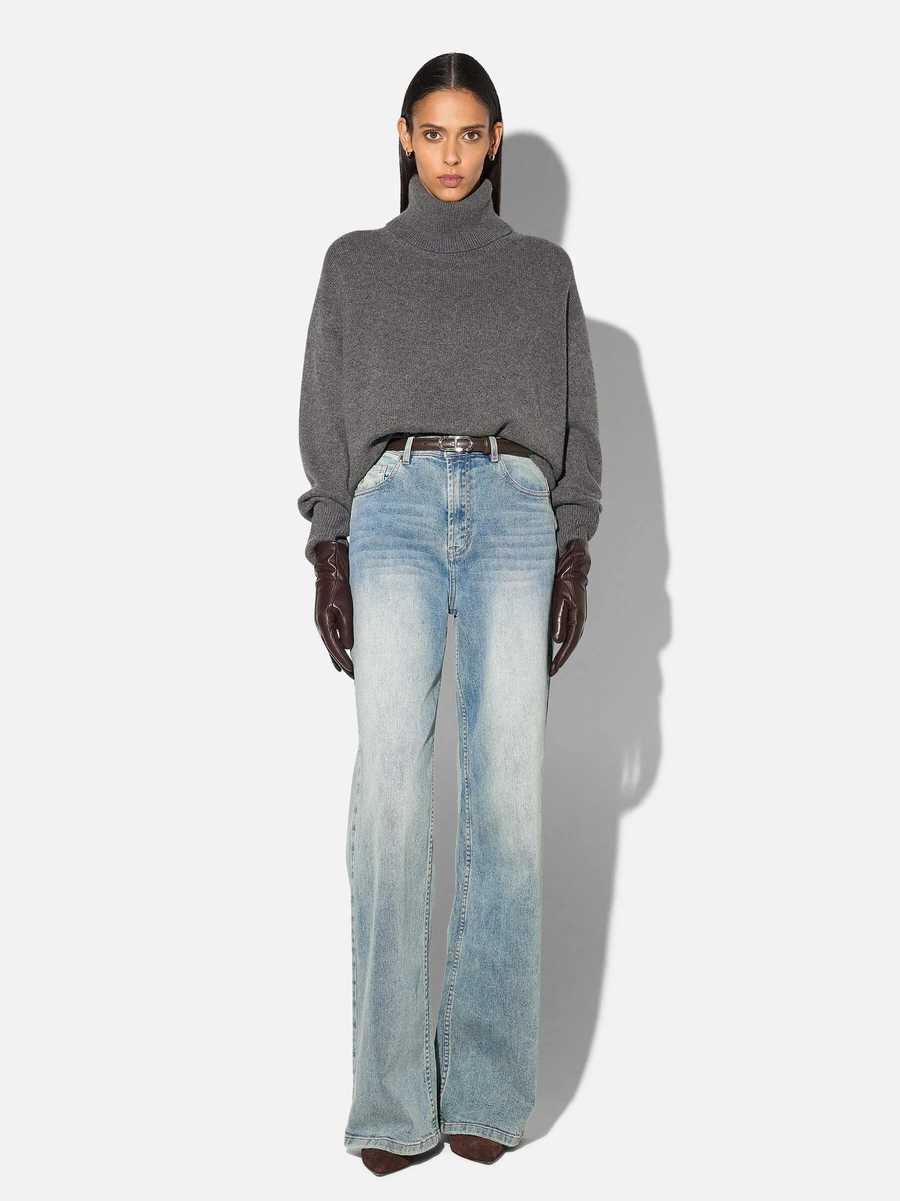 Jeans Dames Rechte Pijp High Rise Stretch Jason Blauw 114
