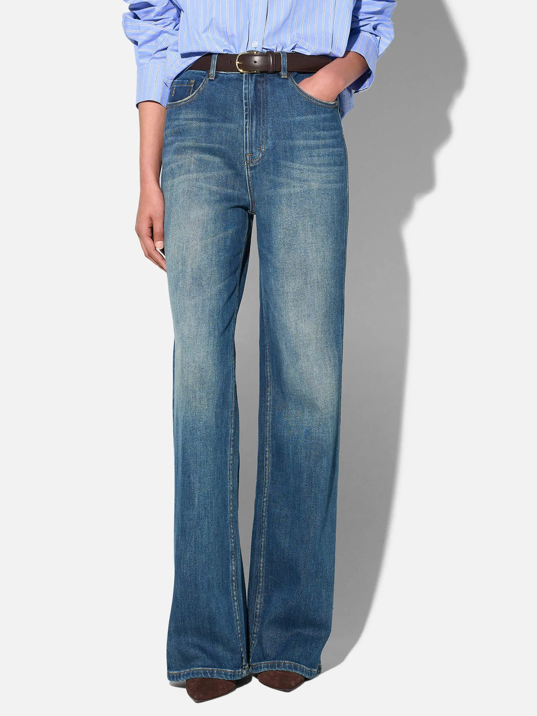 Jeans Dames Rechte Pijp High Rise Stretch Jason Blauw 469