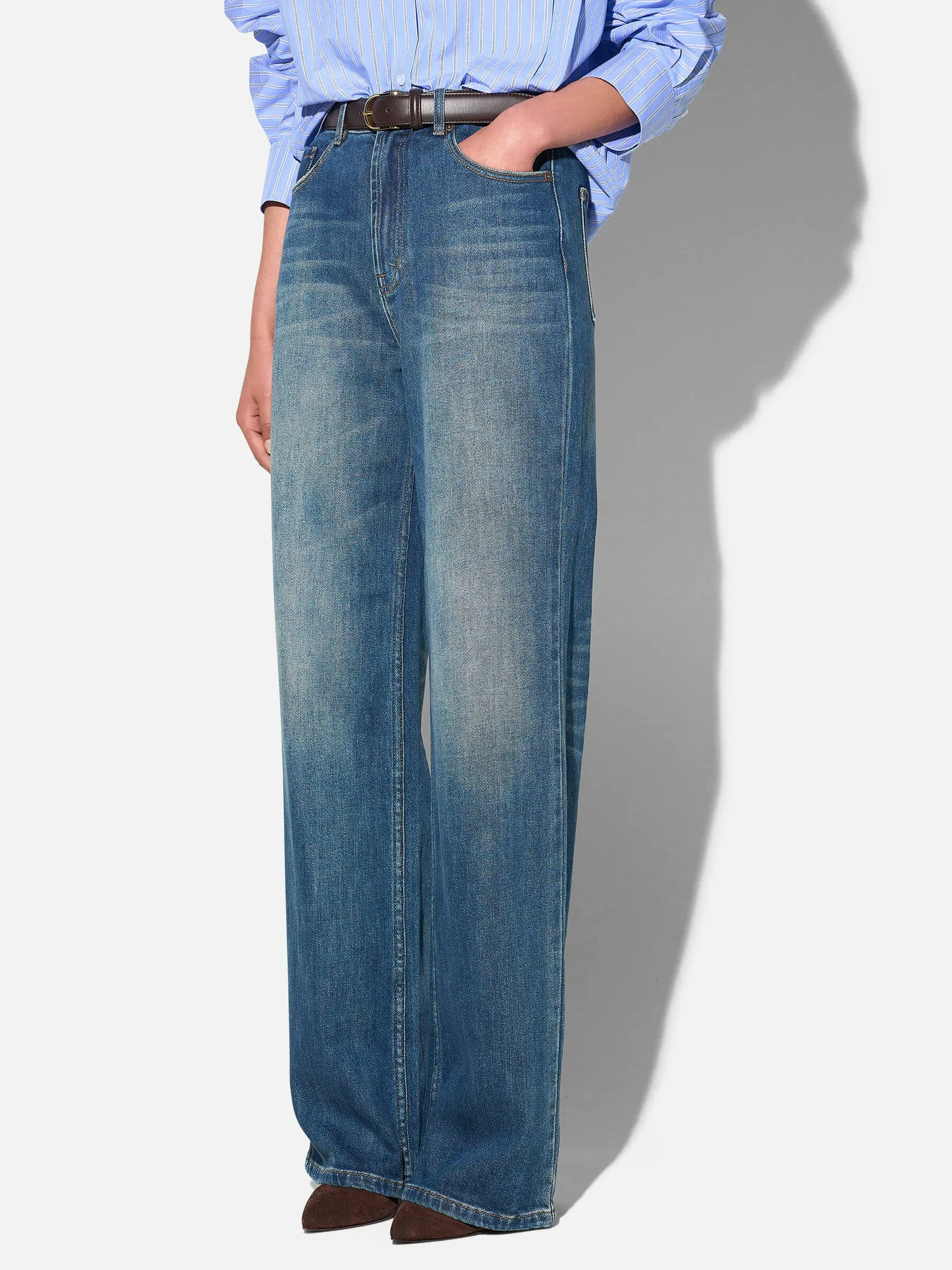 Jeans Dames Rechte Pijp High Rise Stretch Jason Blauw 469