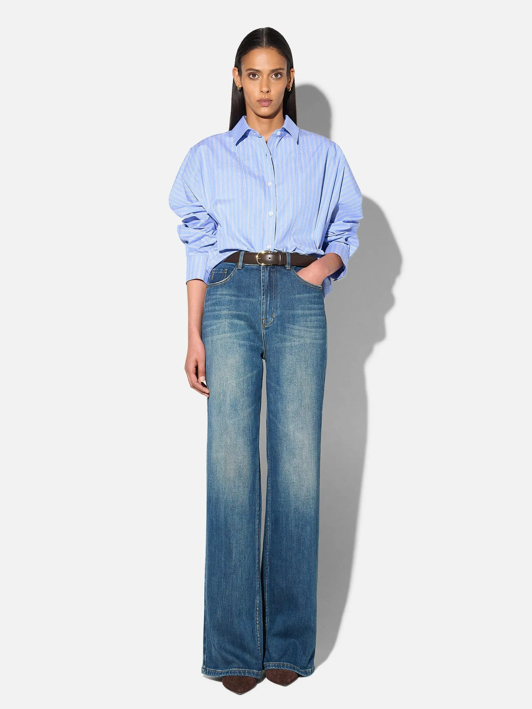Jeans Dames Rechte Pijp High Rise Stretch Jason Blauw 469