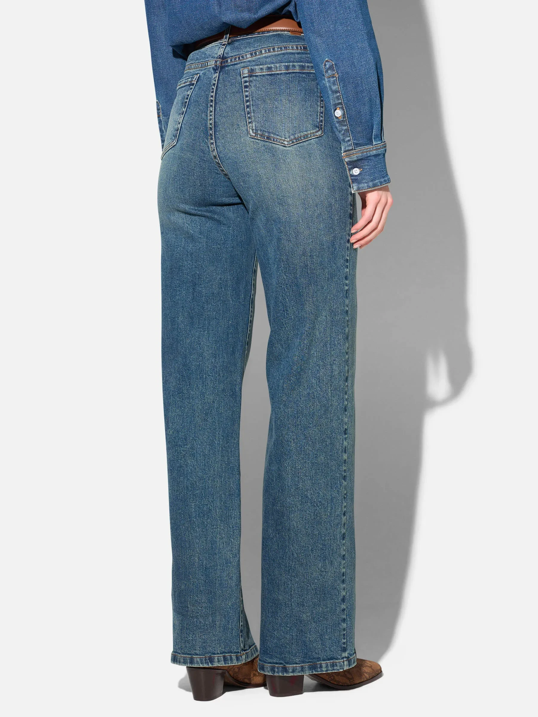 Jeans Dames Rechte Pijp Mid Rise Stretch Luxx Blauw 357
