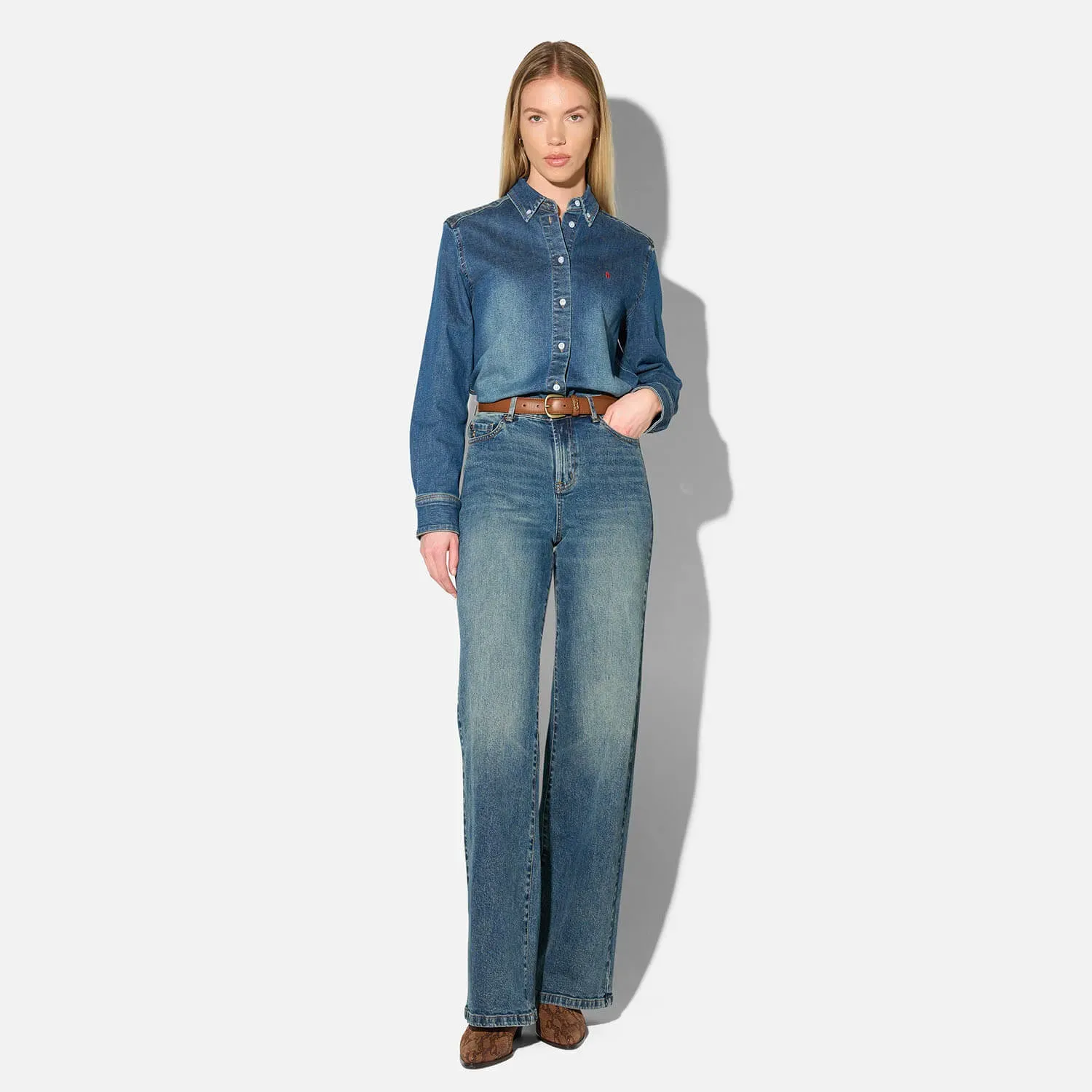 Jeans Dames Rechte Pijp Mid Rise Stretch Luxx Blauw 357