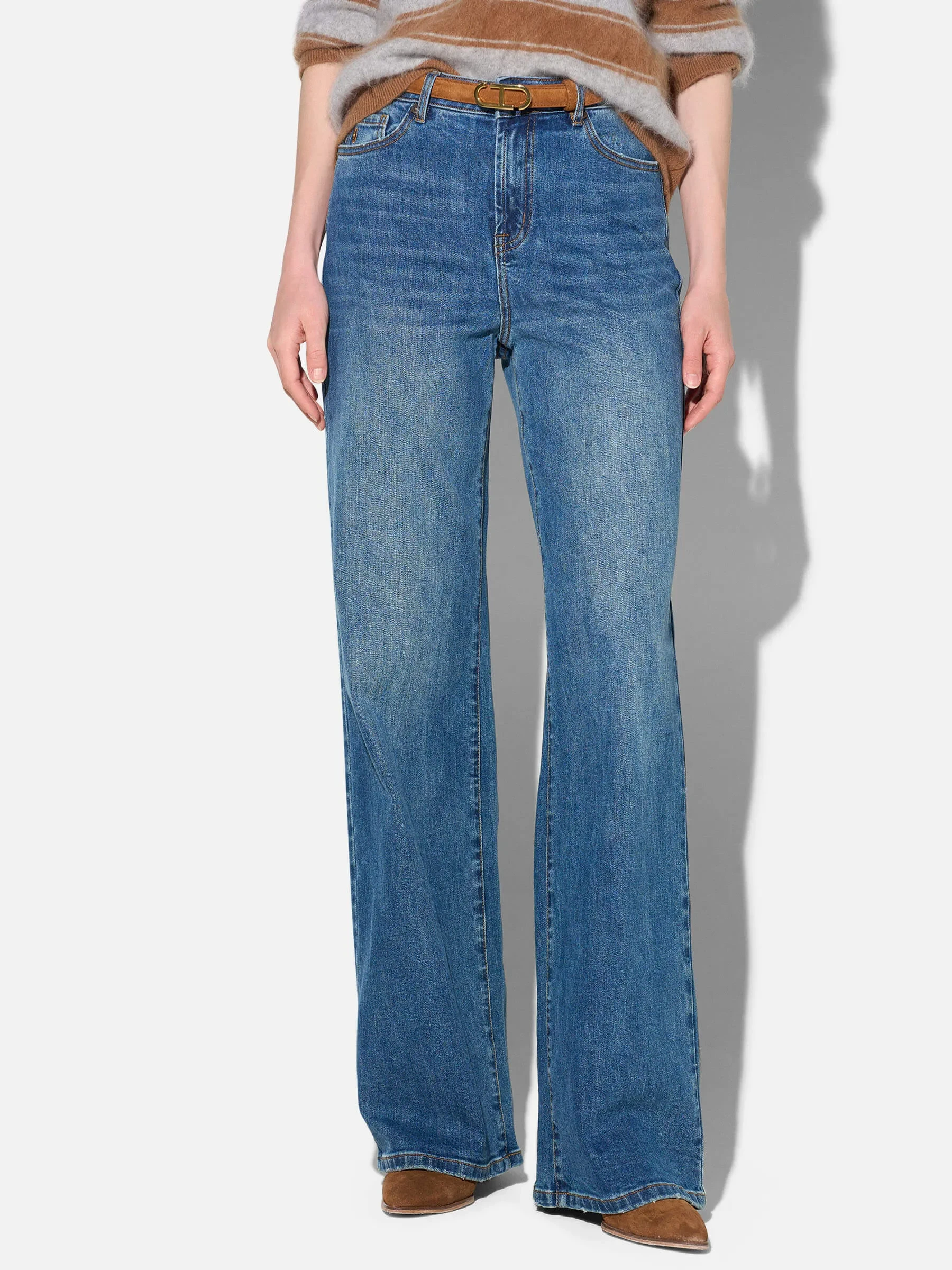 Jeans Dames Rechte Pijp Mid Rise Stretch Luxx Blauw 258