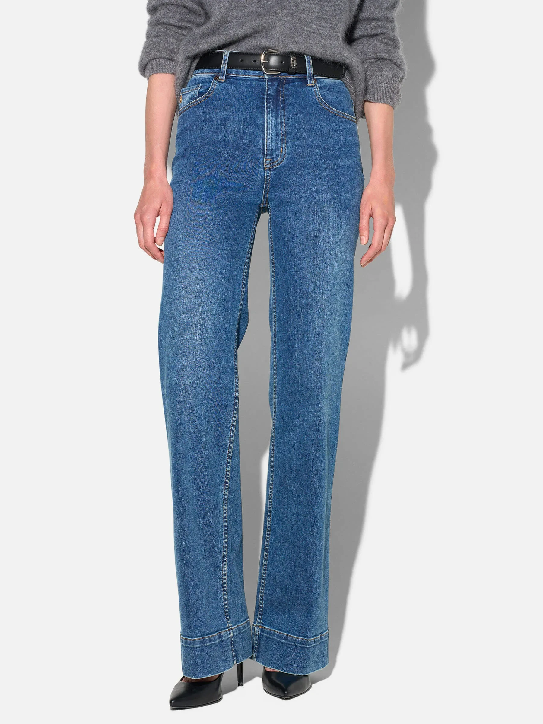 Jeans Dames Stretch 5 Pocket Mid Rise Trey Blauw 258