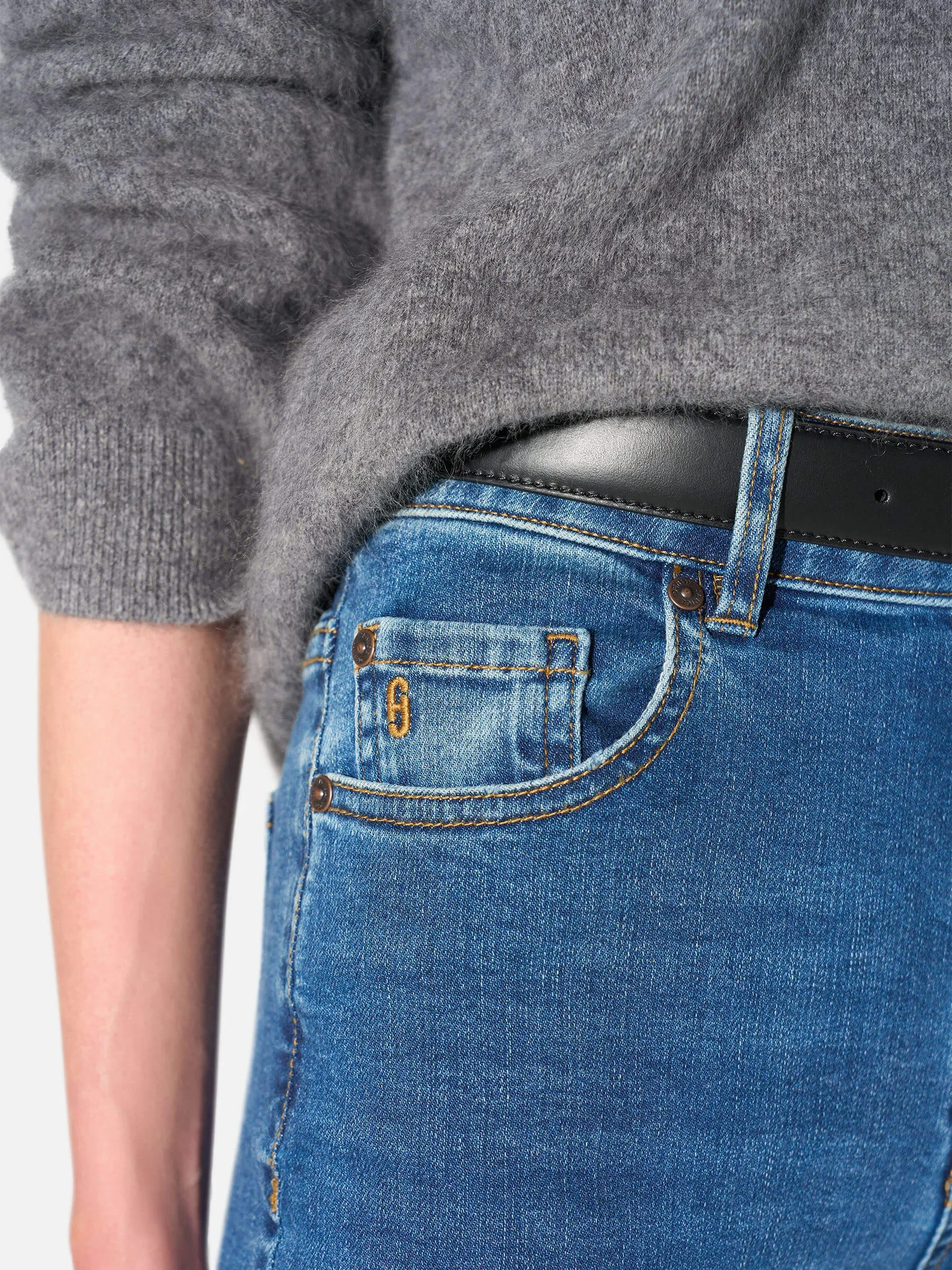 Jeans Dames Stretch 5 Pocket Mid Rise Trey Blauw 258