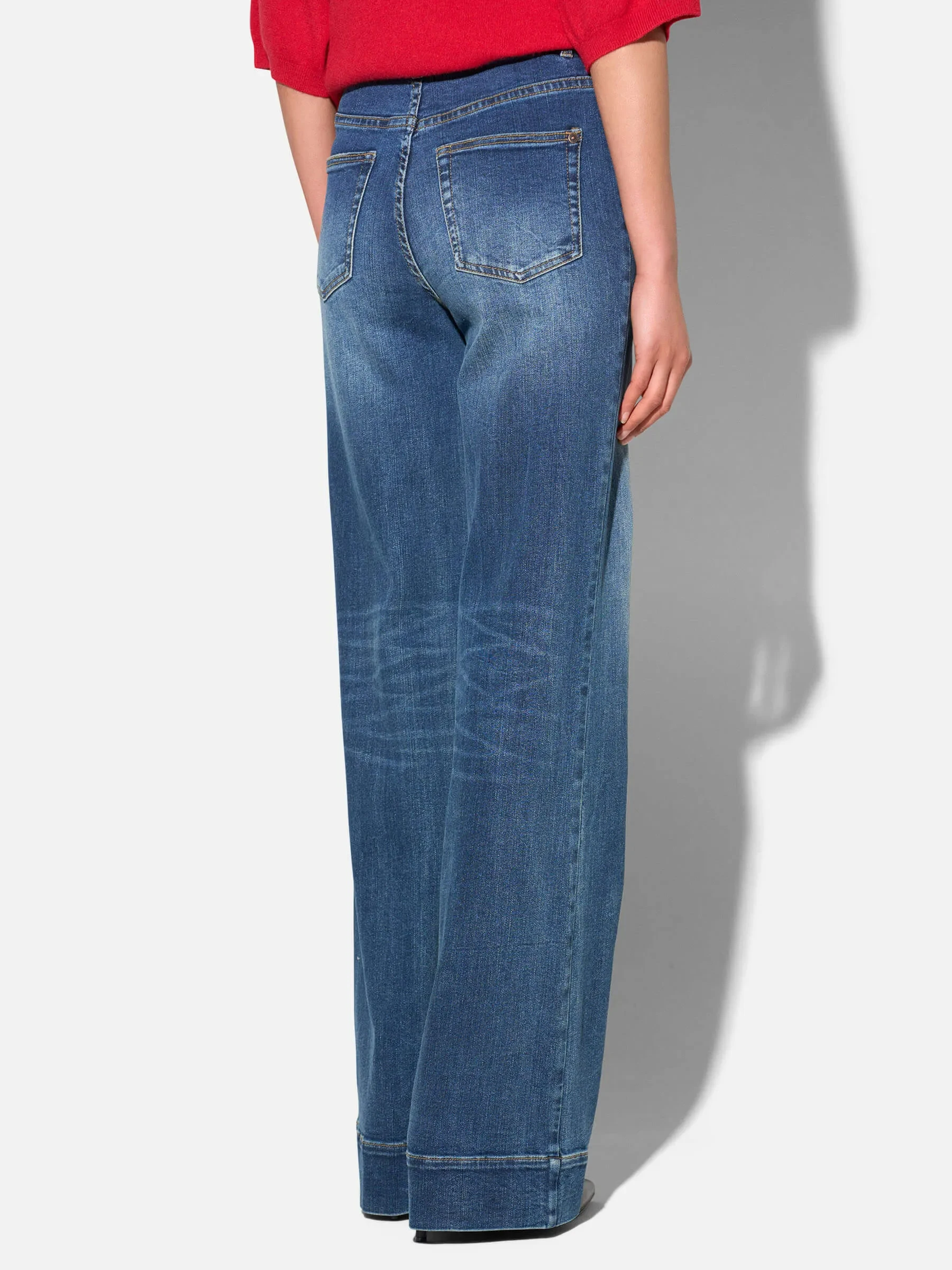 Jeans Dames Stretch 5 Pocket Mid Rise Trey Blauw 469