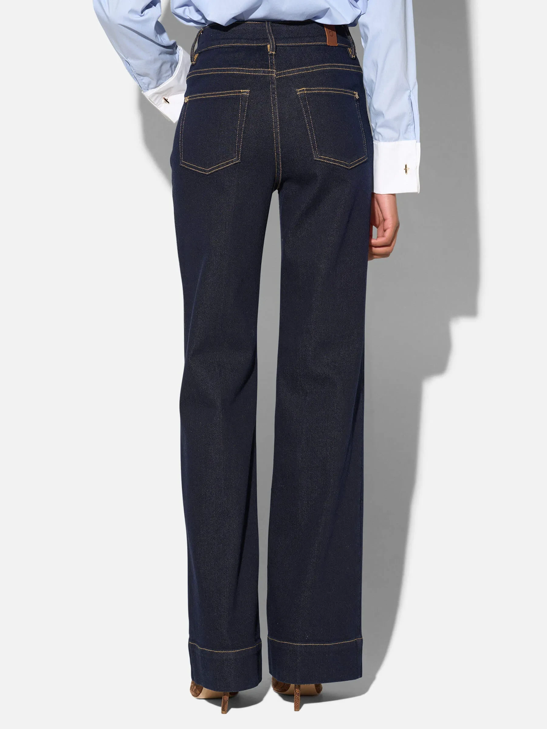 Jeans Dames Stretch 5 Pocket Mid Rise Trey Japans Denim