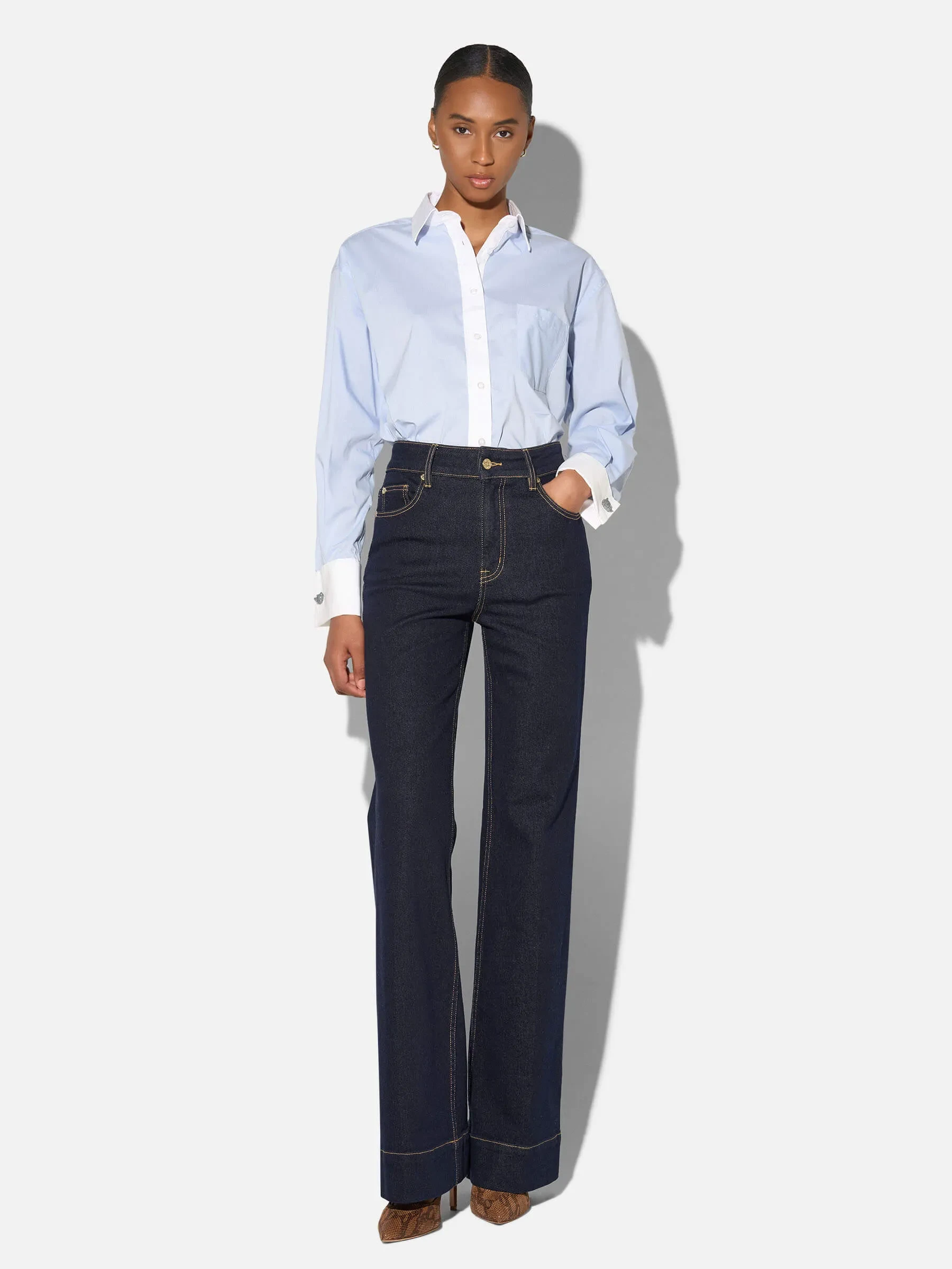 Jeans Dames Stretch 5 Pocket Mid Rise Trey Japans Denim