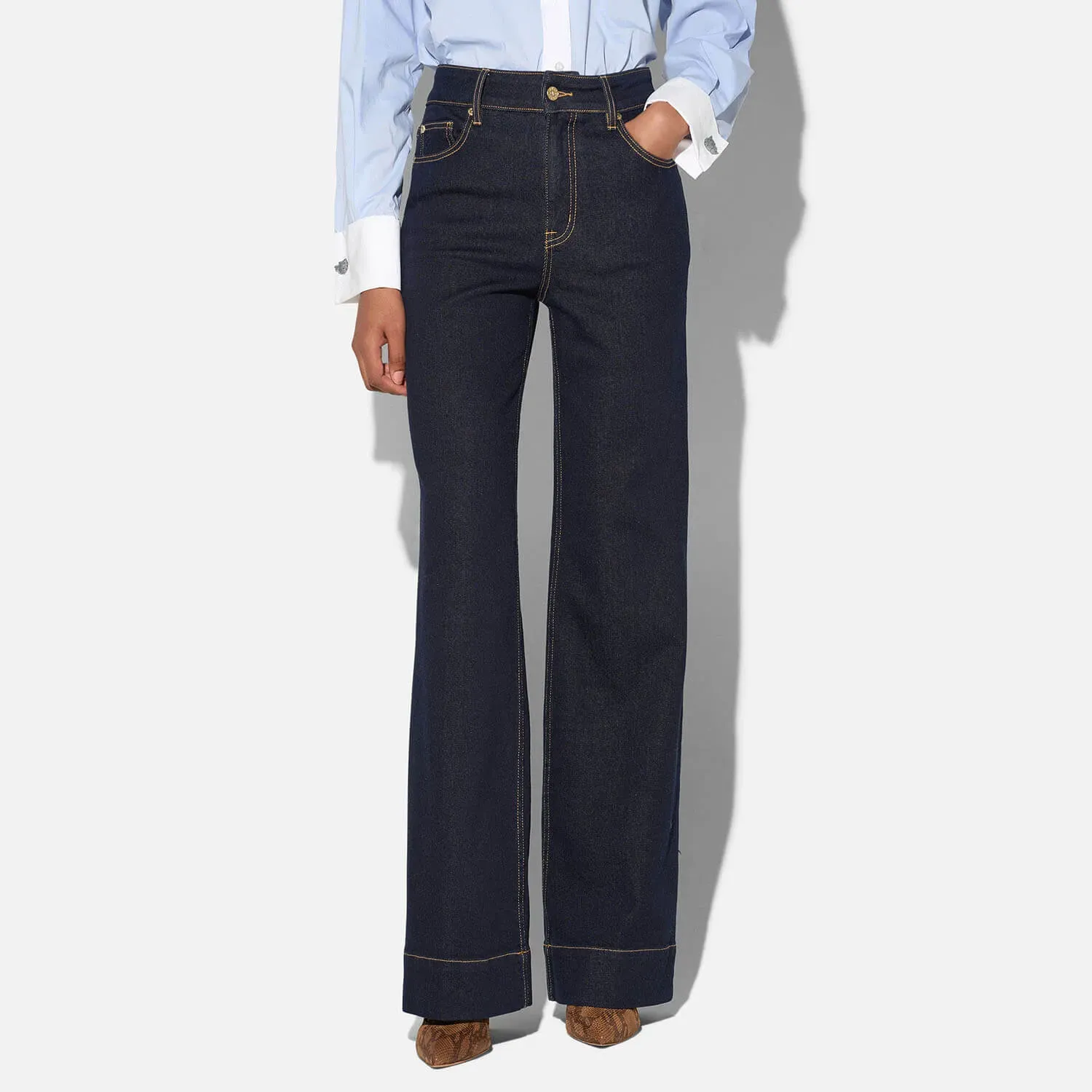 Jeans Dames Stretch 5 Pocket Mid Rise Trey Japans Denim