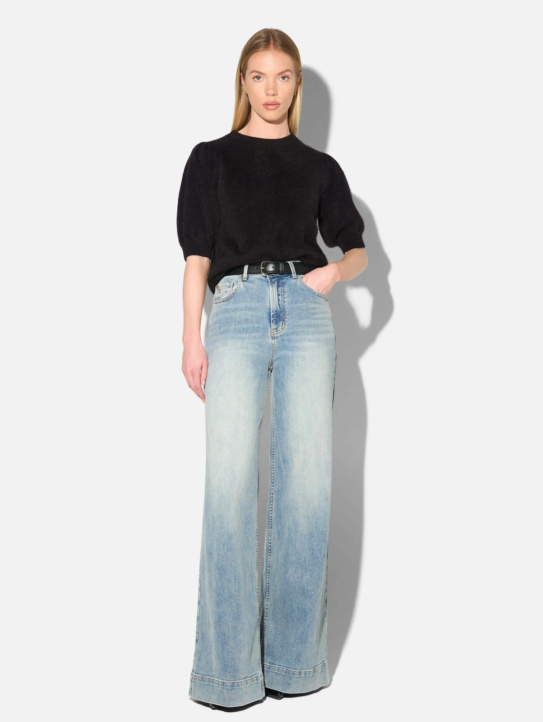 Jeans Dames Wide Leg High Rise Stretch Mason Blauw 114
