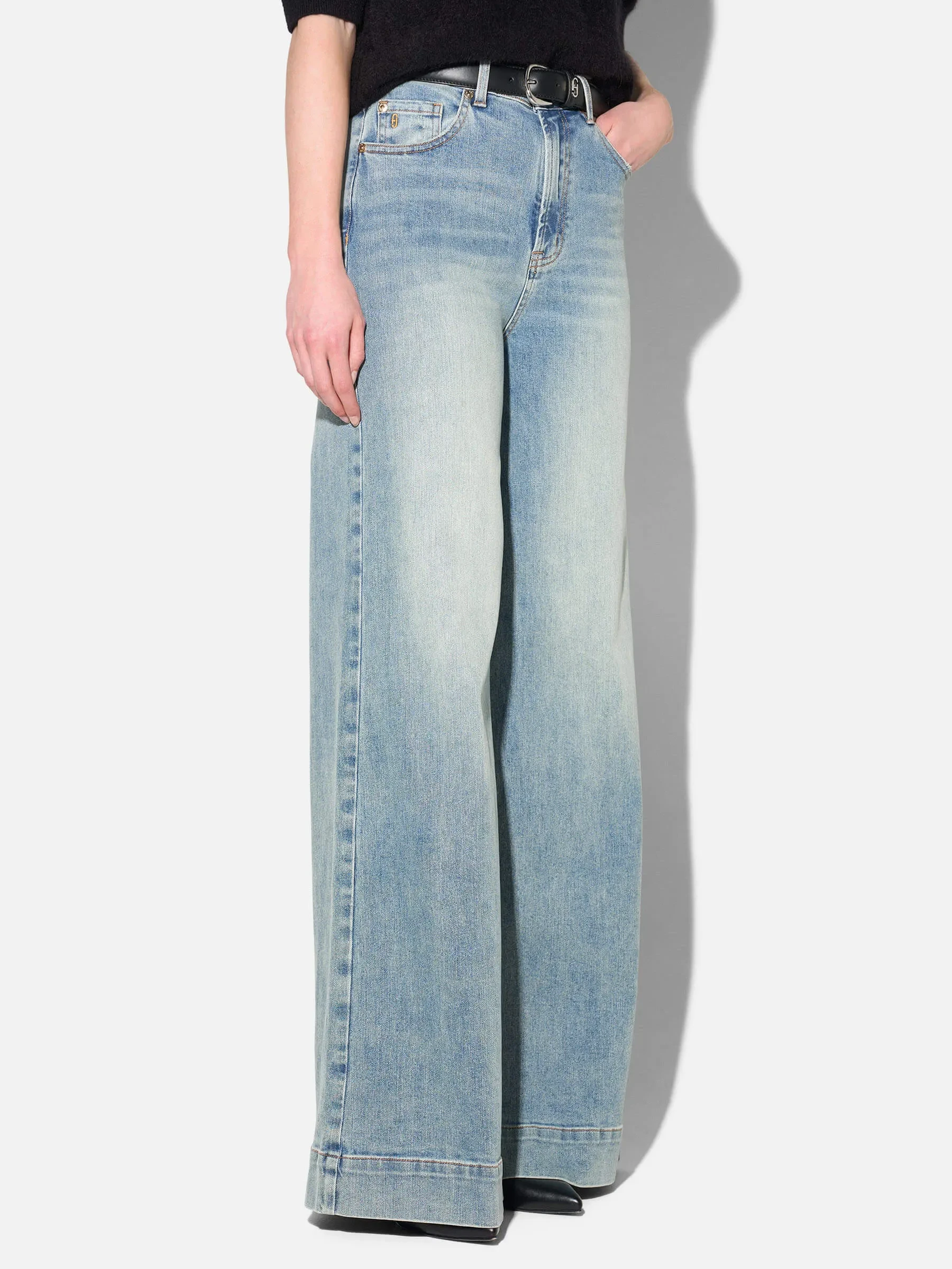 Jeans Dames Wide Leg High Rise Stretch Mason Blauw 114