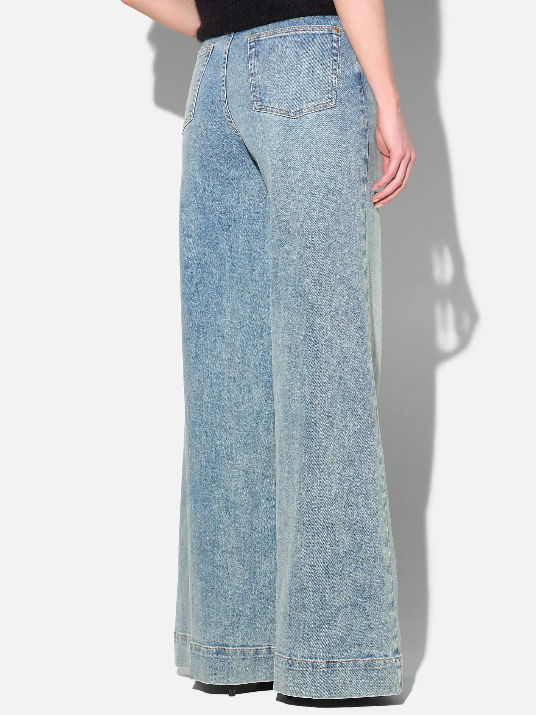 Jeans Dames Wide Leg High Rise Stretch Mason Blauw 114