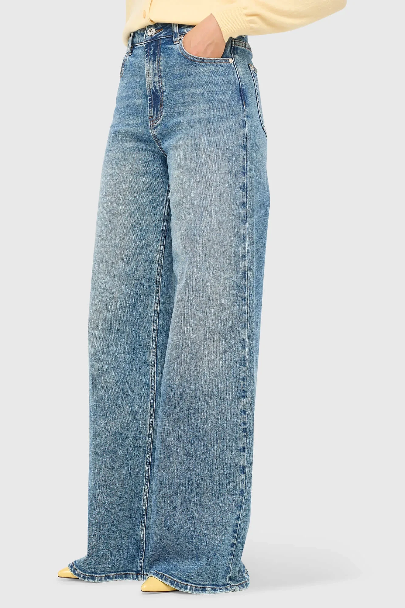 Jeans Dames Wide Leg High Rise Stretch Mason Blauw 379